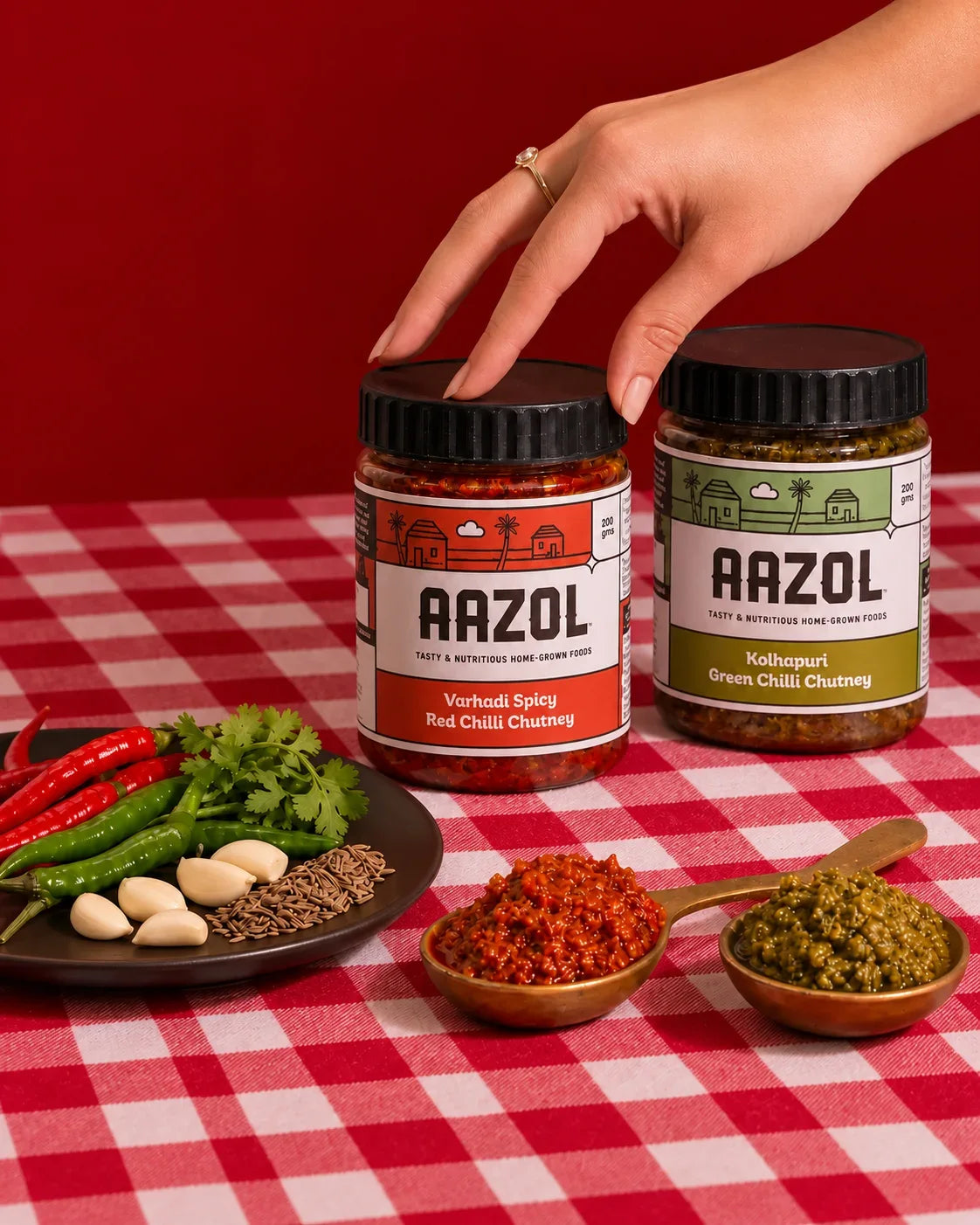 Fresh Red & Green Chilli Chutneys Combo