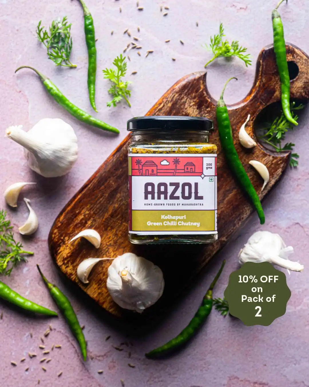 Green Chilli Chutney: Kolhapuri Thecha (200g /400g)