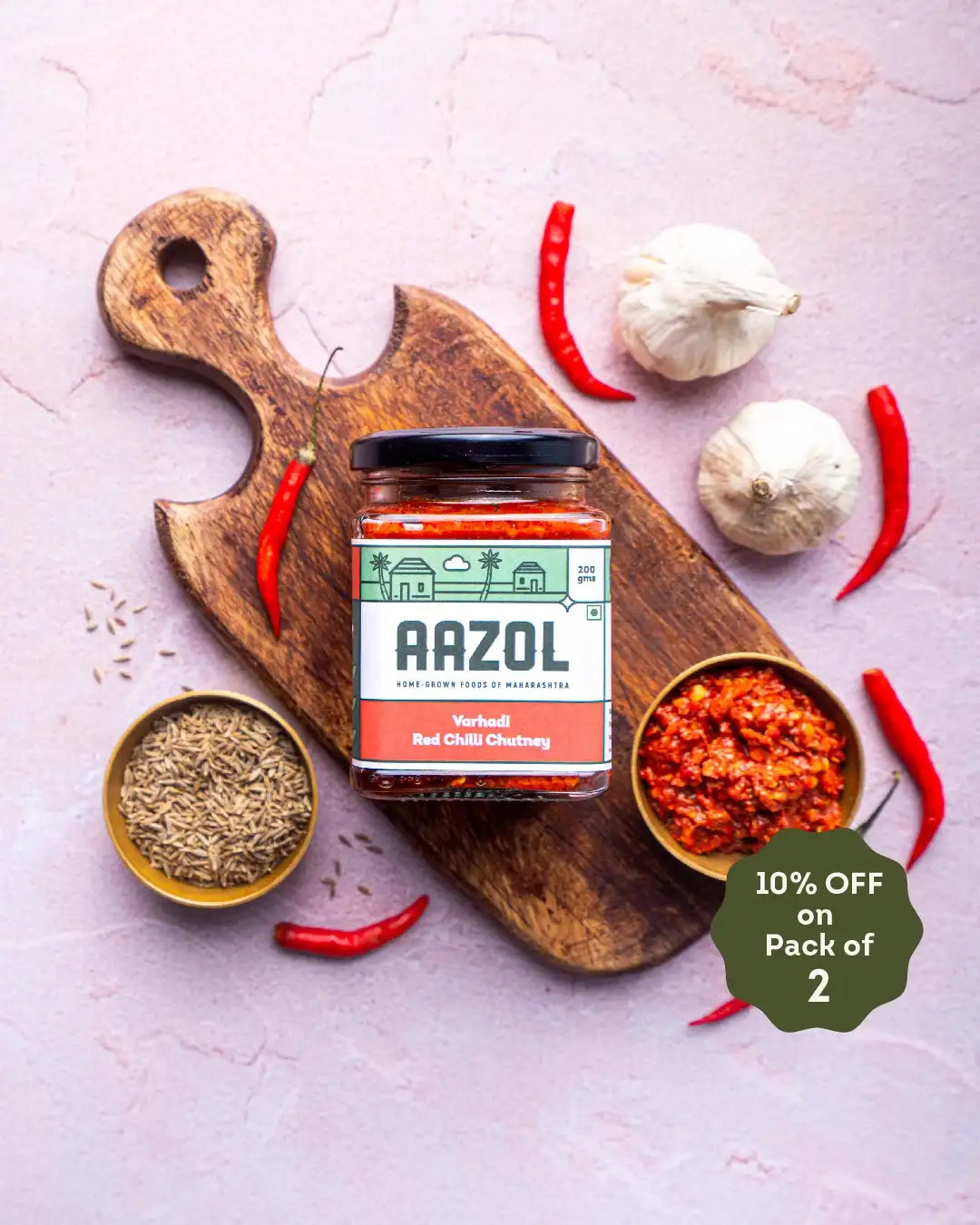 Spicy Red Chilli Chutney: Varhadi Thecha (200g/400g)