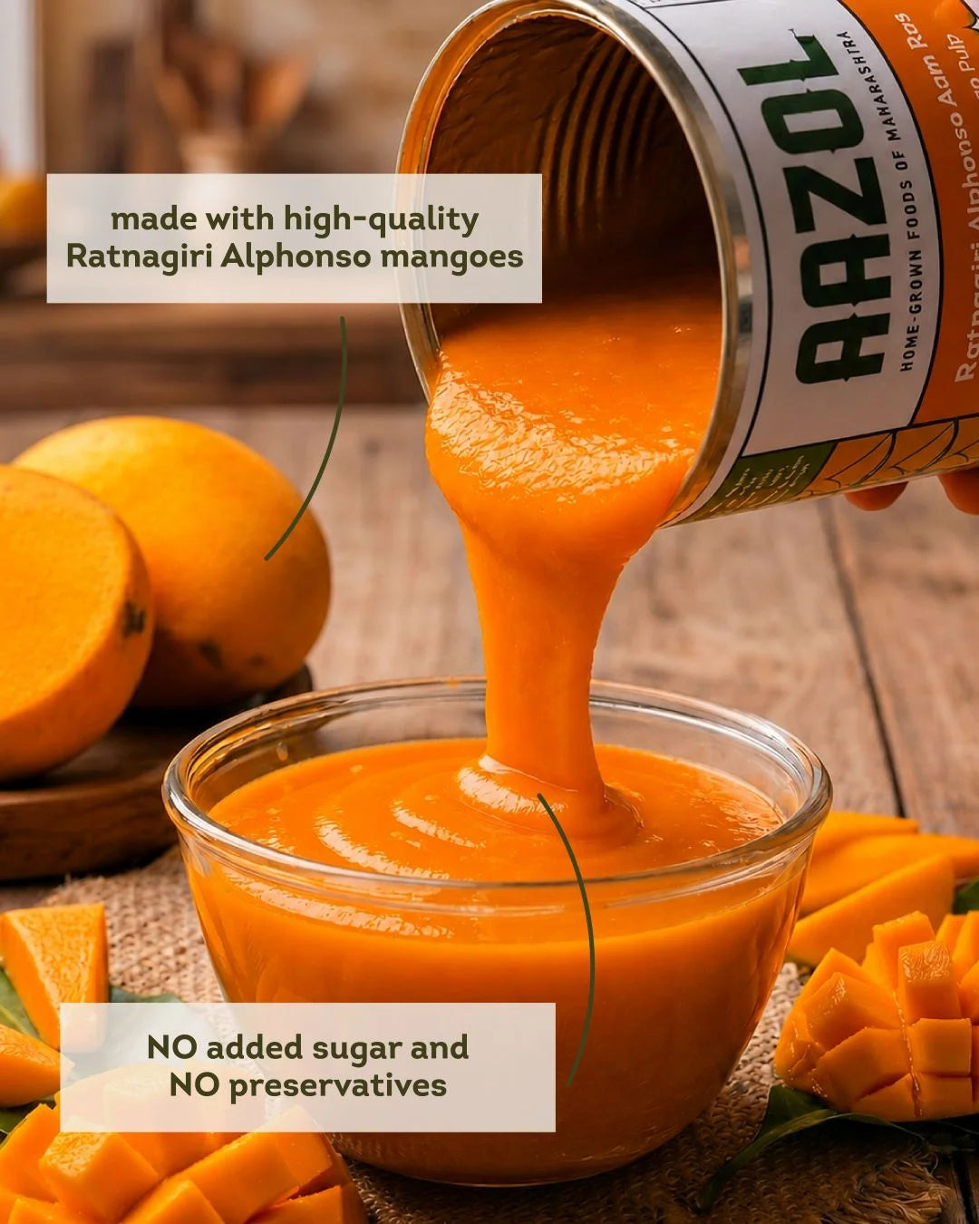 Ratnagiri Alphonso Aam Ras: Pure Unsweetened Mango Pulp