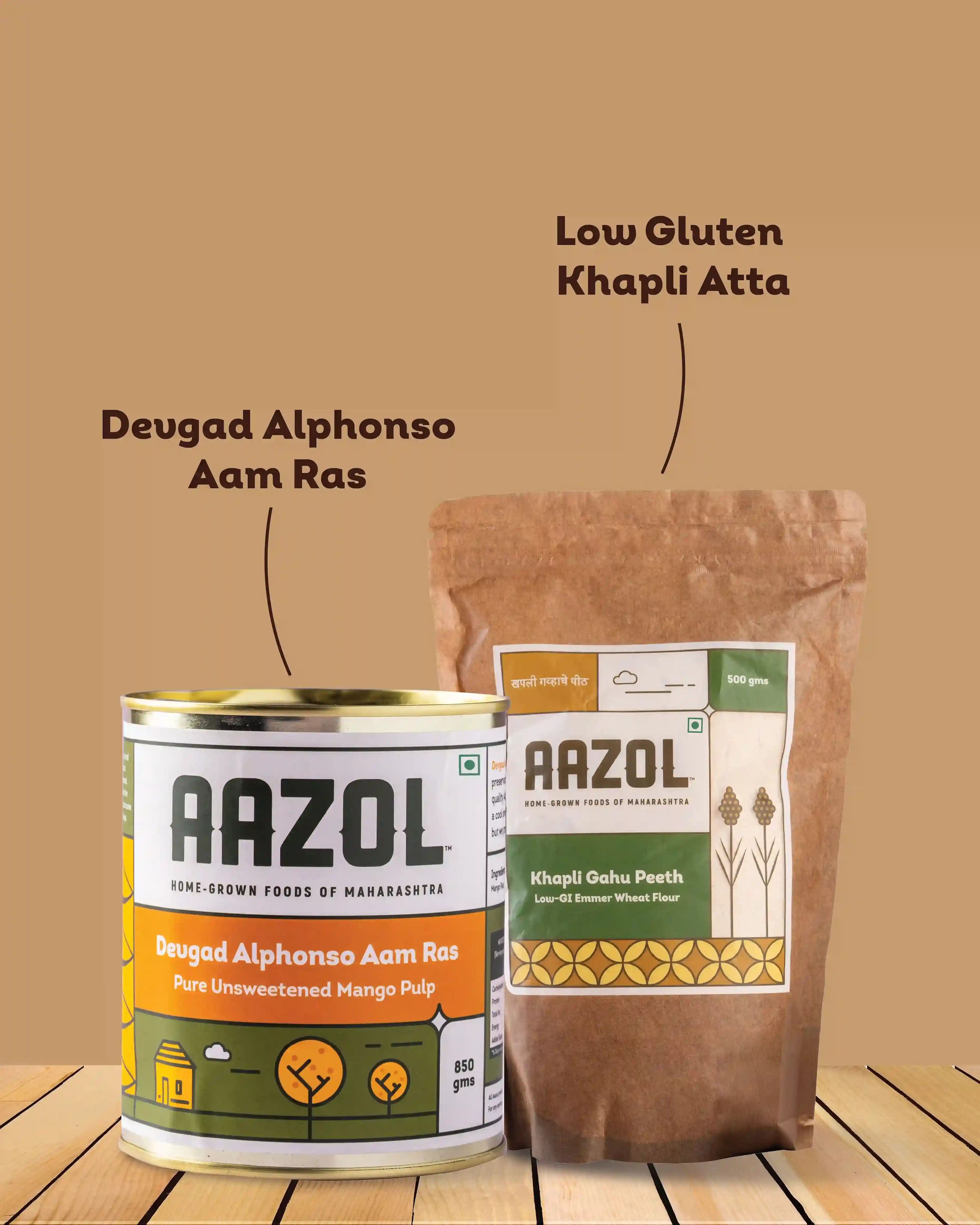 Aazol's Aam Ras Puri Combo - Devgad Alphonso Aam Ras & Khapli Atta