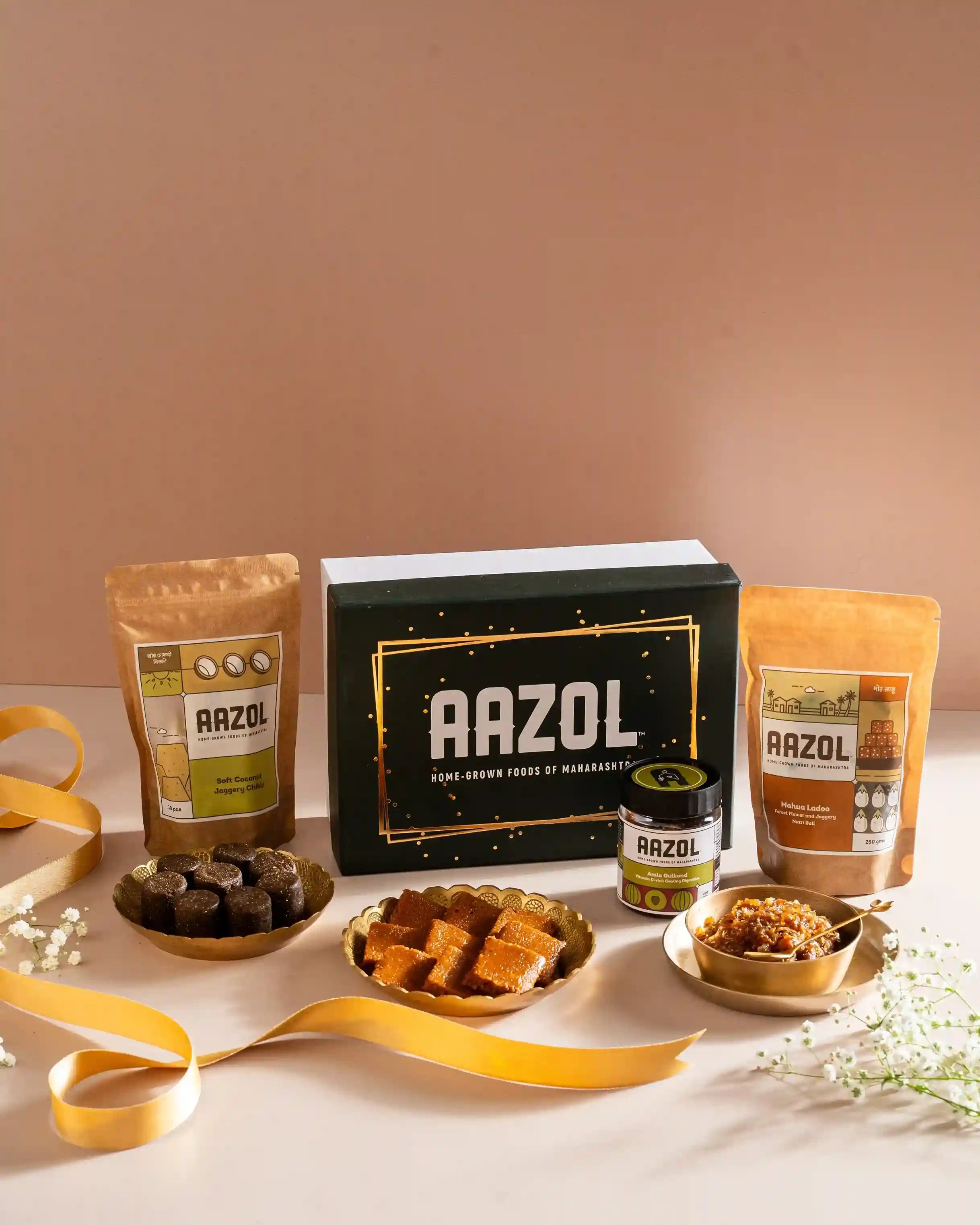 Aazol's Muh Meetha Gift Box with packaging & loose products