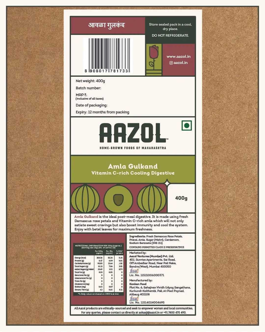 Amla Gulkand: Vitamin C-rich Cooling Digestive (200g/400g)