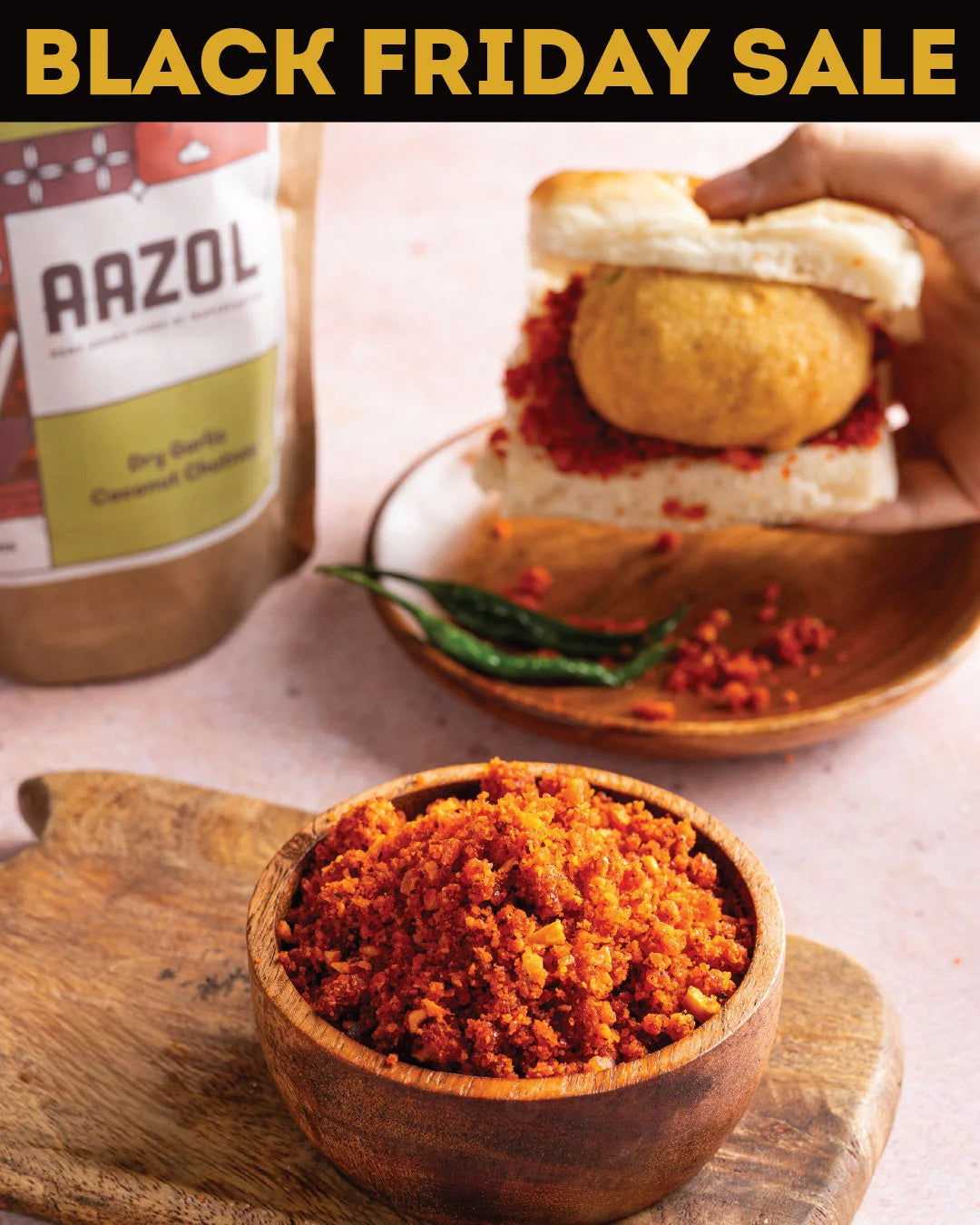 Dry Garlic Coconut Chutney: Vada Pav Masala (200g/600g)