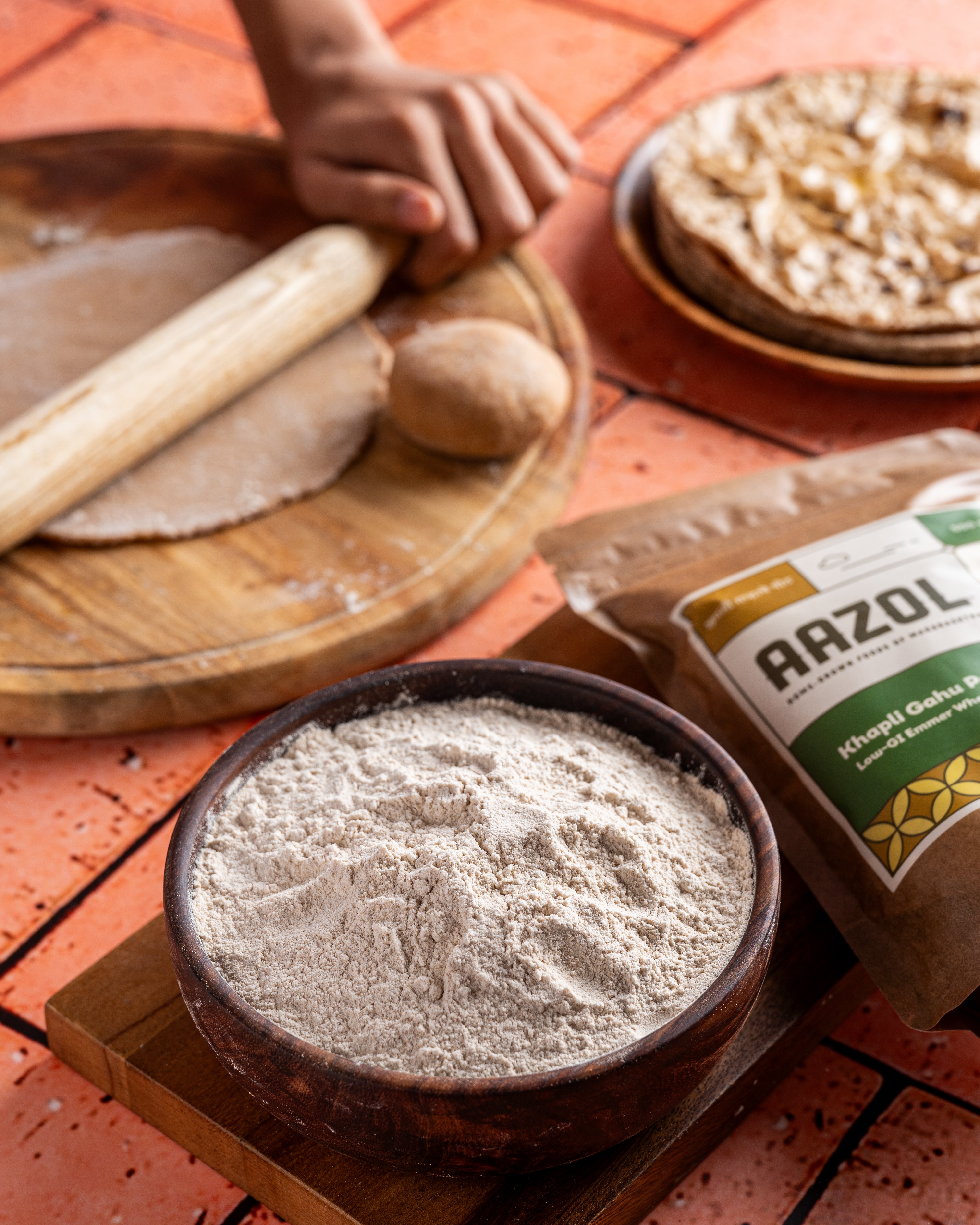 Low Gluten Khapli Atta: Emmer Wheat Flour (500g/2kg/5kg)
