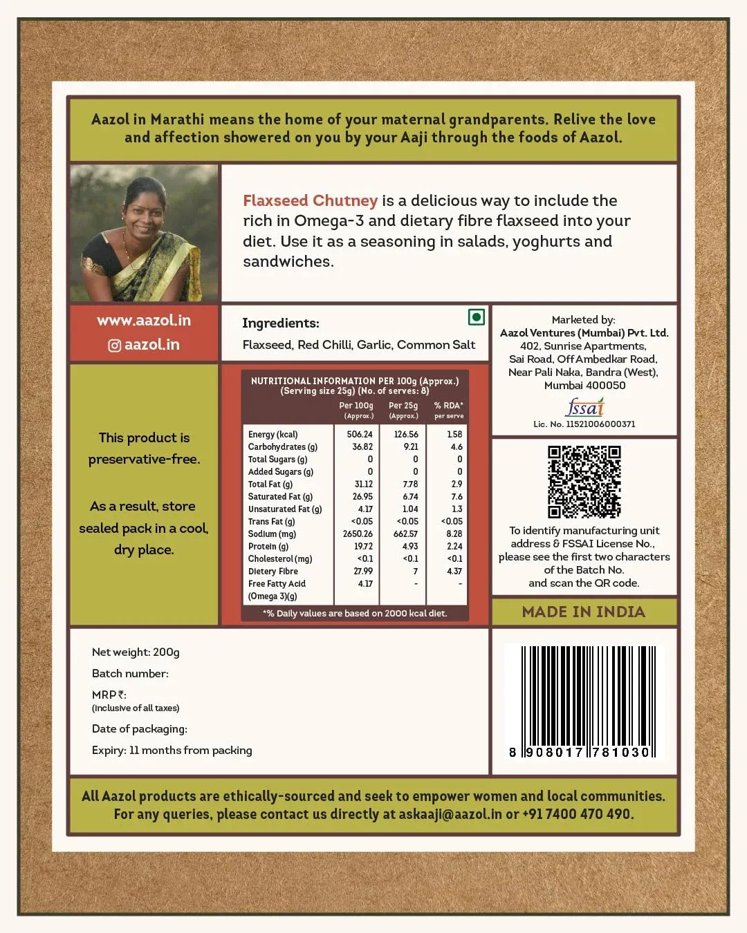 Omega 3-rich Flaxseed Chutney (200g/600g)