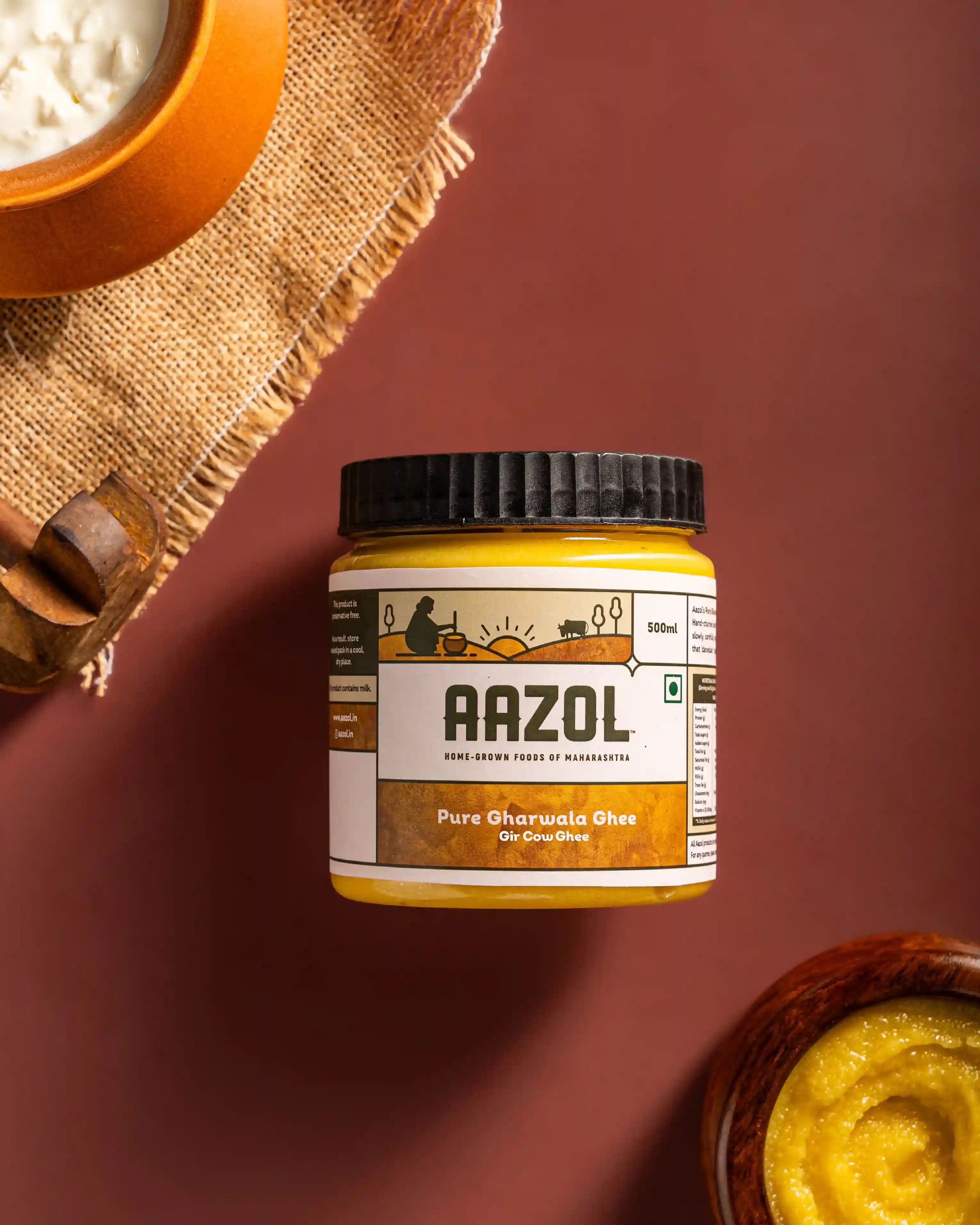 Pure Gharwala Ghee: A2 Gir Cow Ghee (500ml/1L)
