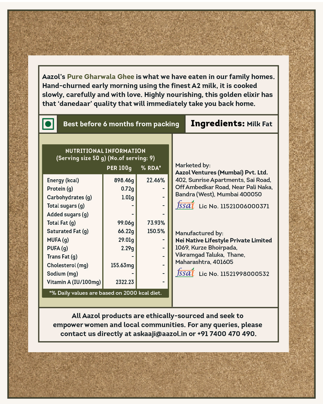 Pure Gharwala Ghee: A2 Gir Cow Ghee