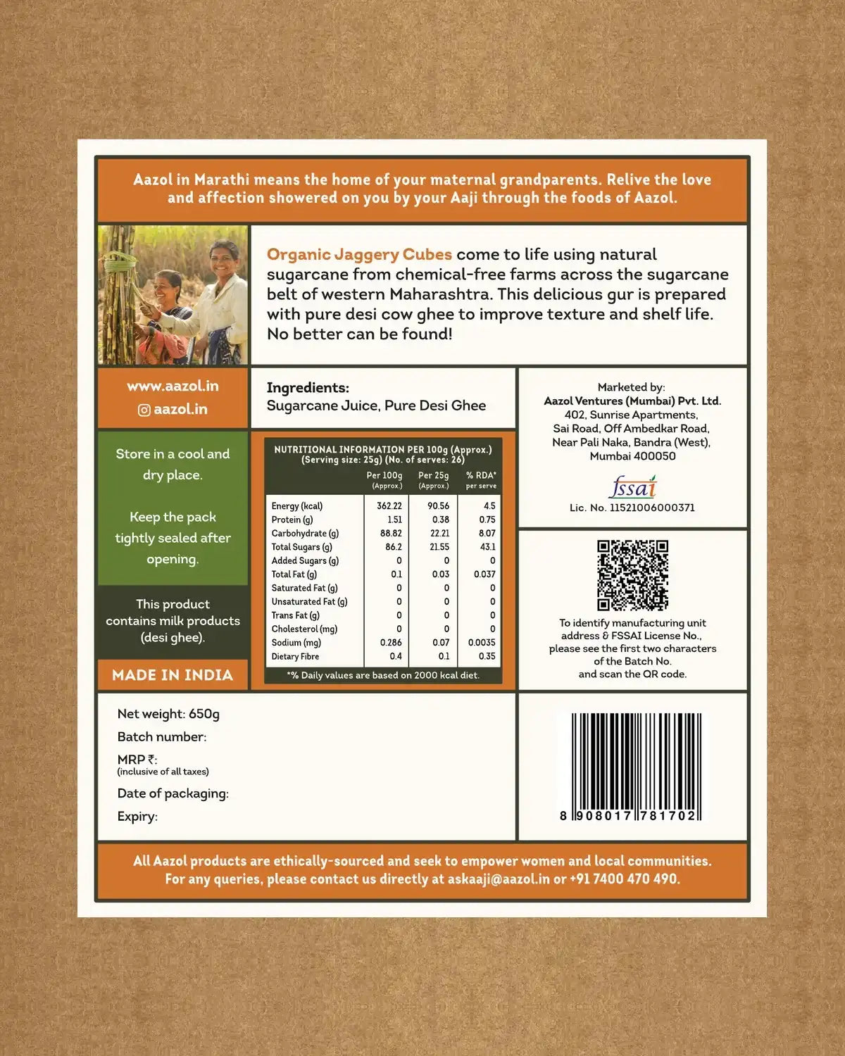 Organic Jaggery Cubes: Pure Desi Ghee Gur