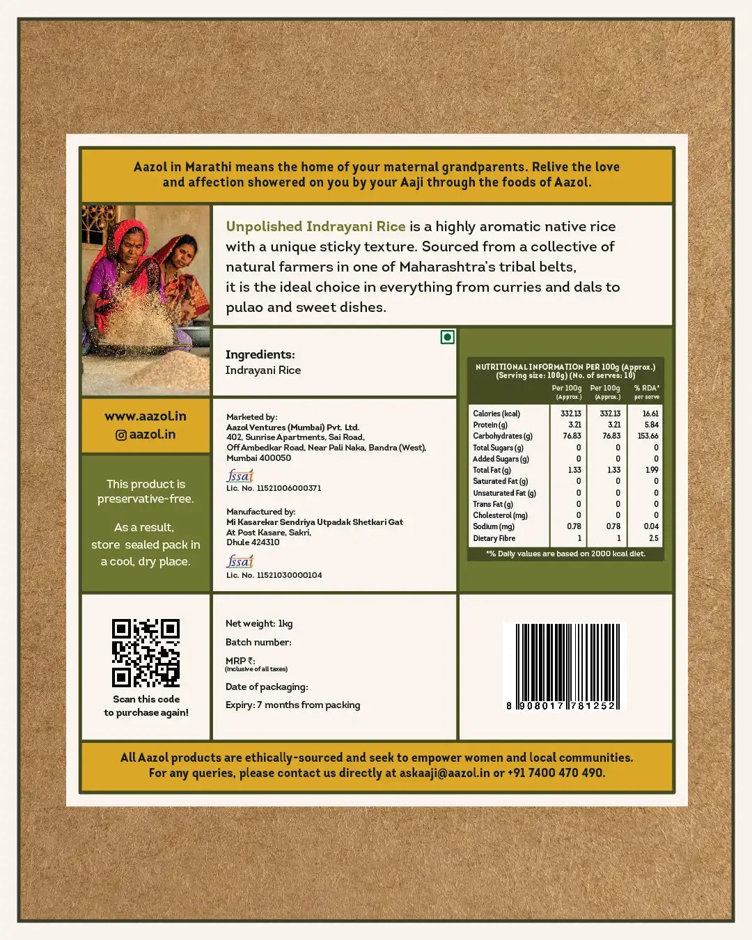 Unpolished Indrayani Rice