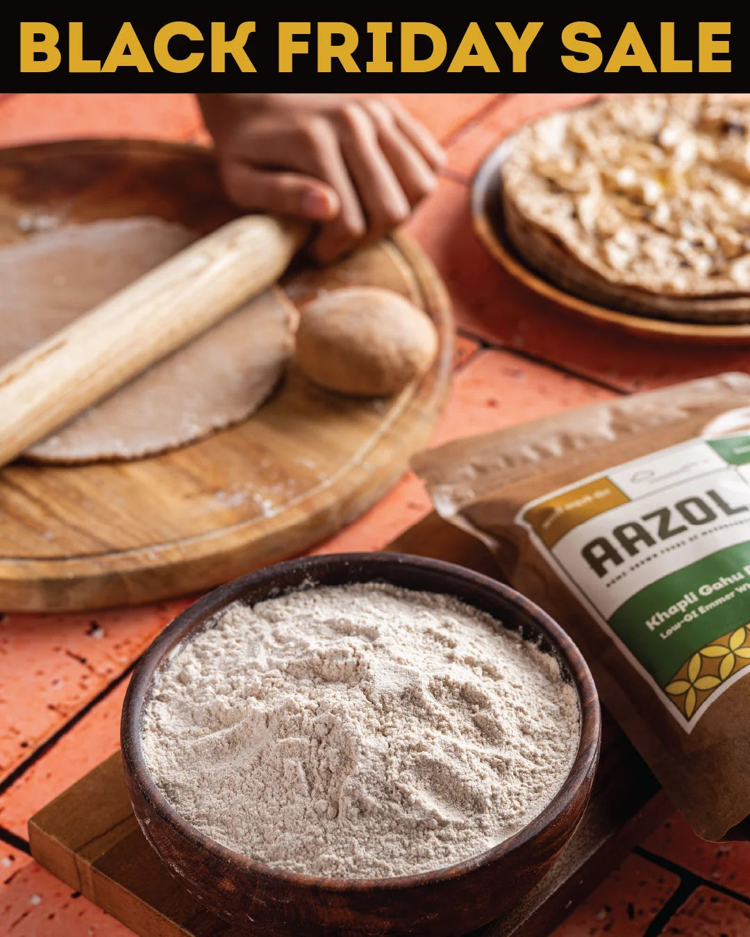 Low Gluten Khapli Atta: Emmer Wheat Flour (500g/2kg/5kg)