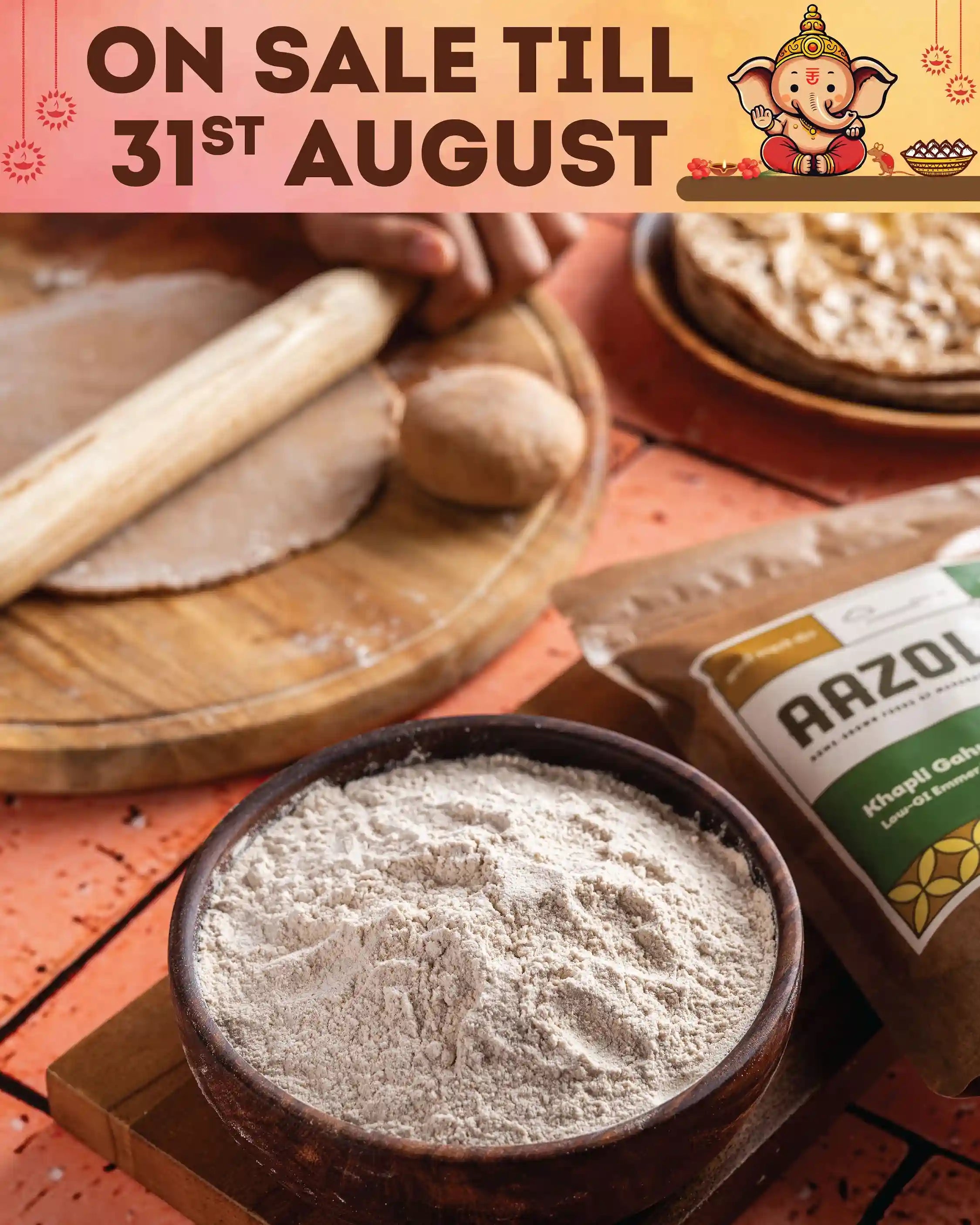Low Gluten Khapli Atta: Emmer Wheat Flour (500g/2kg/5kg)