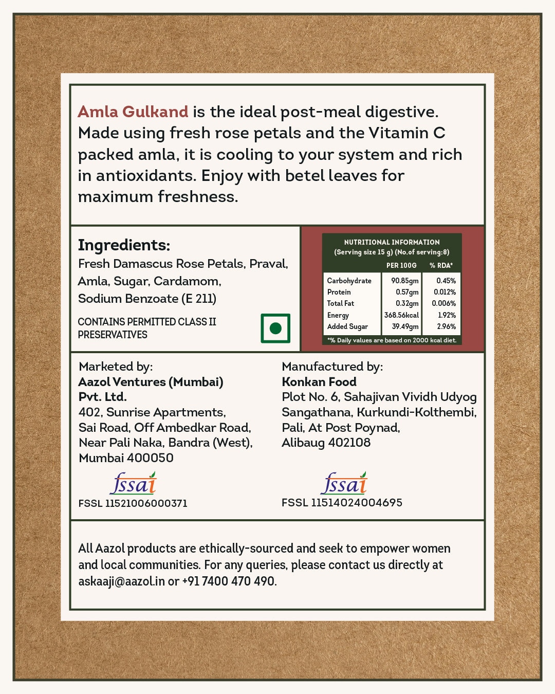 Amla Gulkand: Vitamin C-rich Cooling Digestive - 200g (Pack of 1/Pack of 2)
