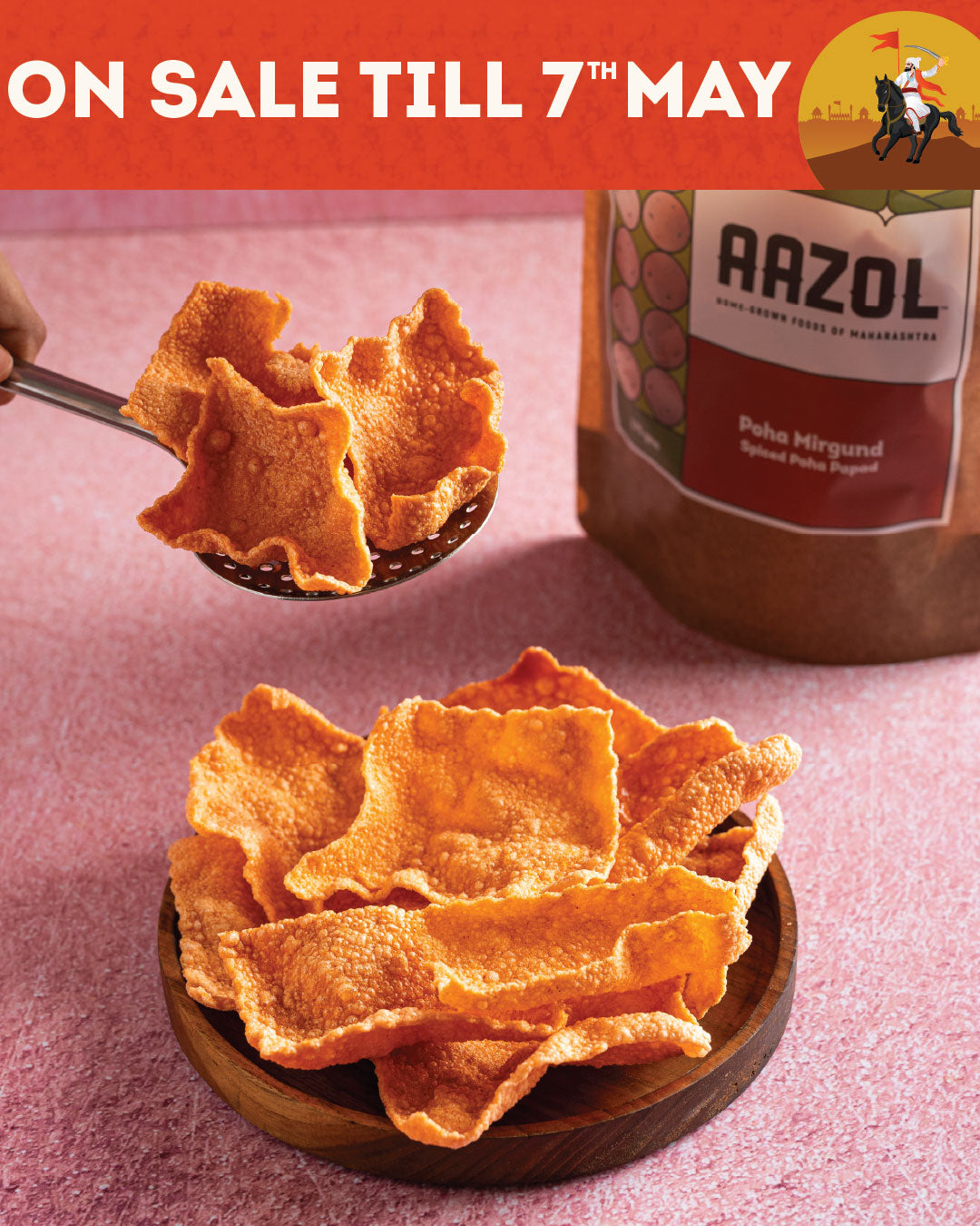 Spiced Poha Papad: Poha Mirgund (175g/525g)