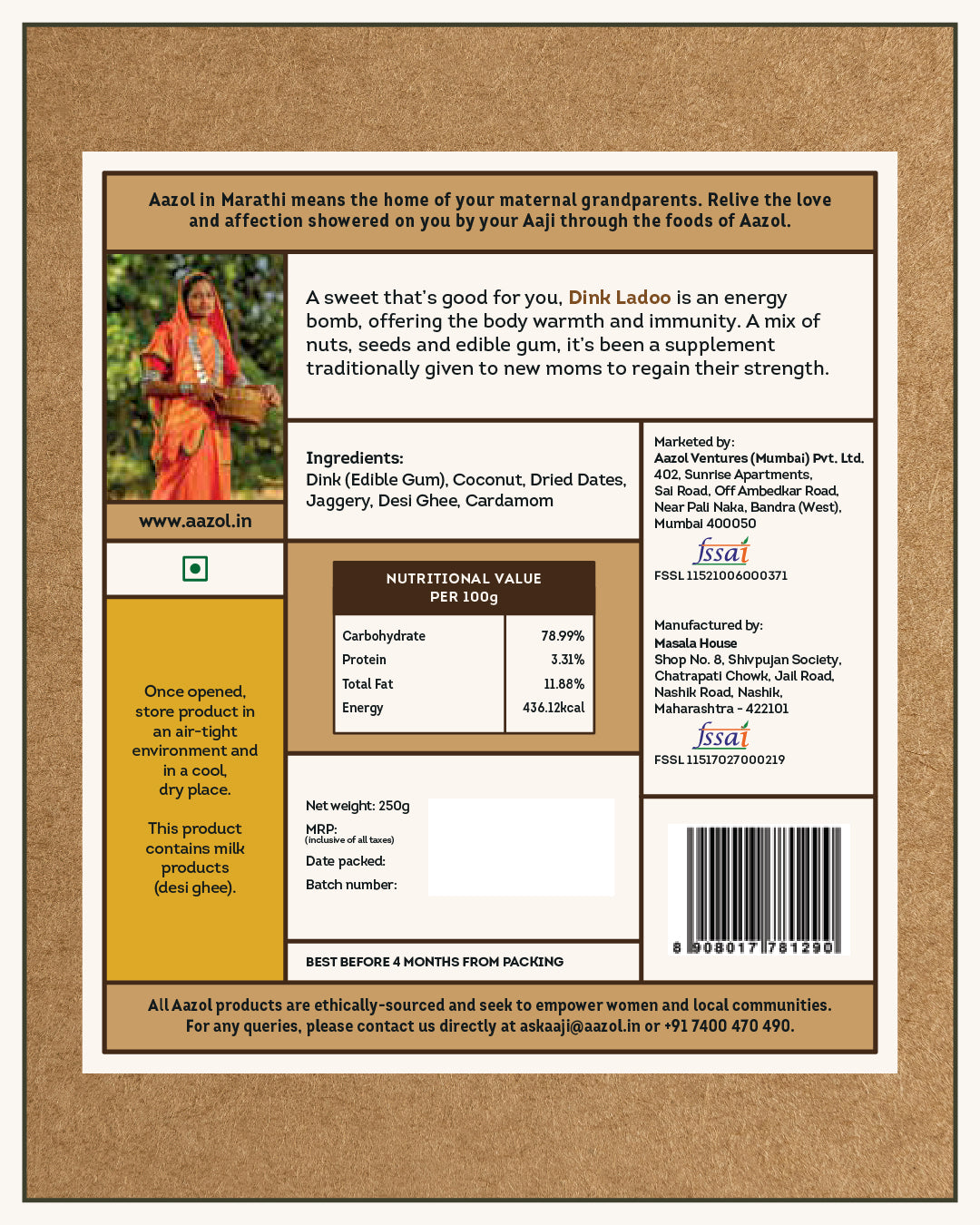 Dink Ladoo: High-energy Gondh Snack - 250g (Pack of 1/Pack of 3)