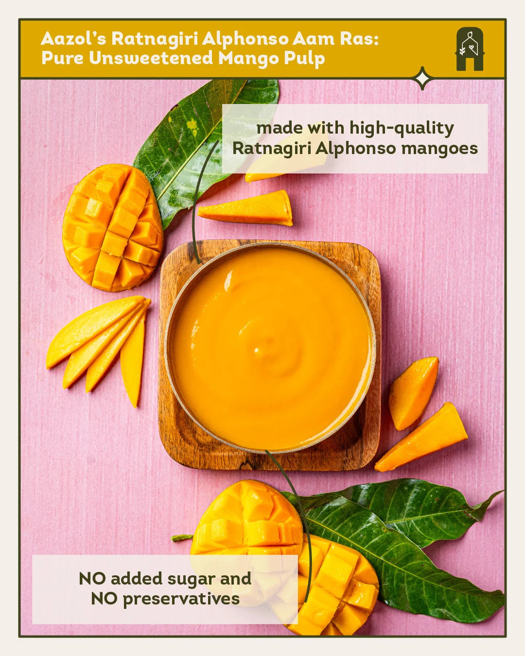 Ratnagiri Alphonso Aam Ras: Pure Unsweetened Mango Pulp - 850g