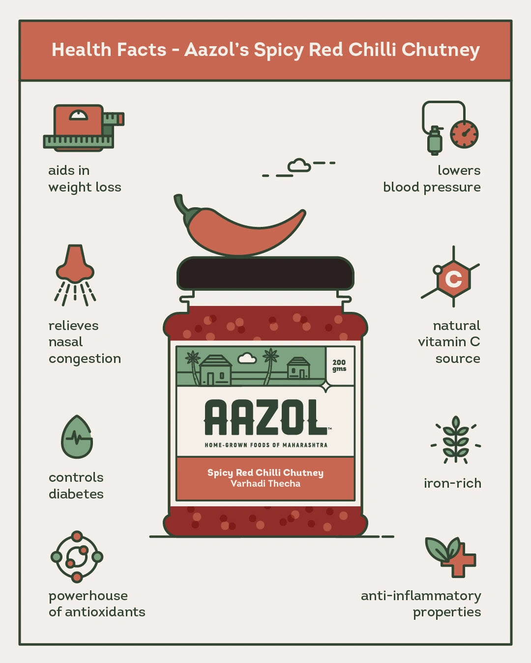 Spicy Red Chilli Chutney: Varhadi Thecha (200g/400g)