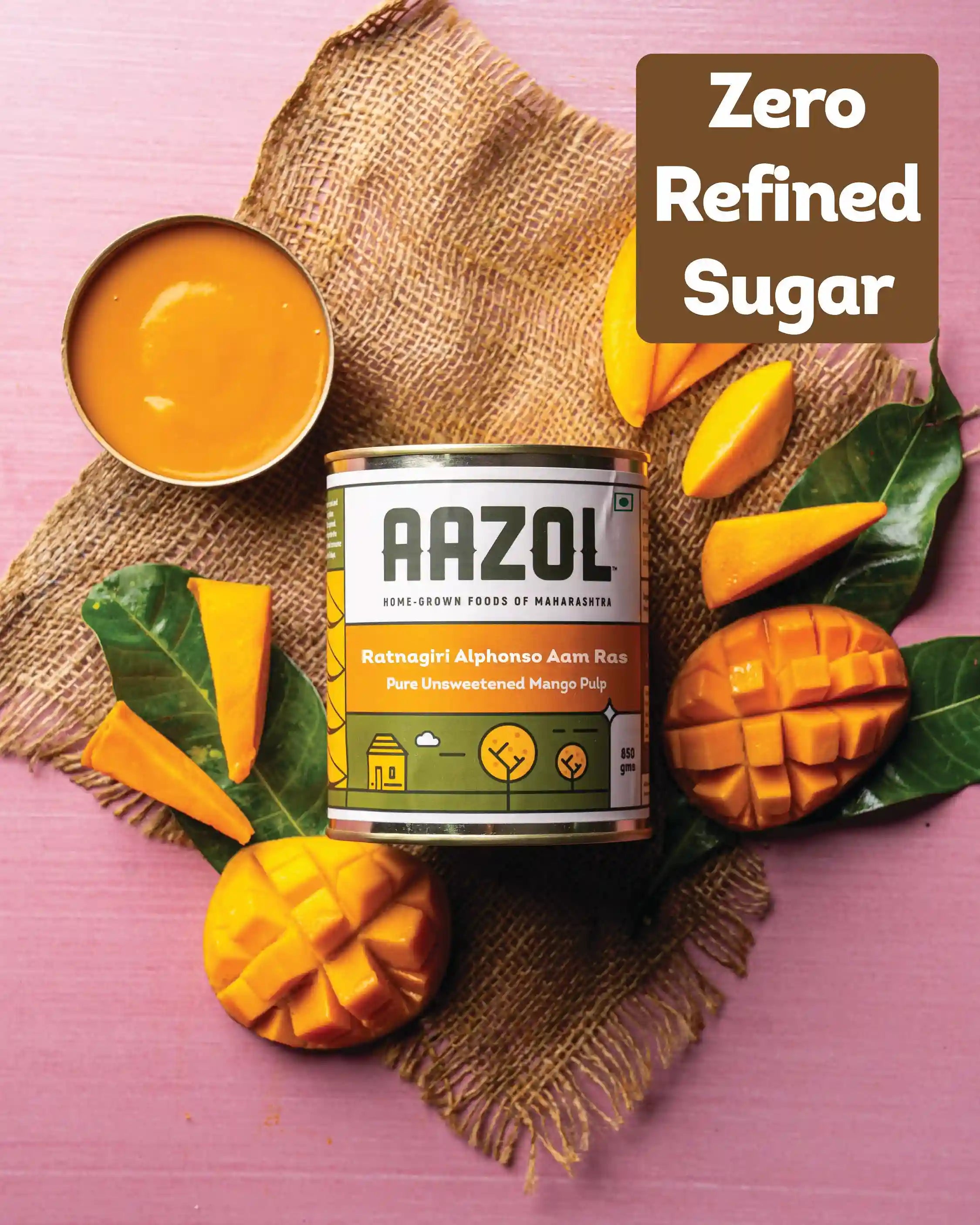 Ratnagiri Alphonso Aam Ras: Pure Unsweetened Mango Pulp