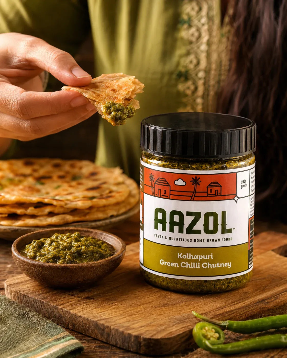 Green Chilli Chutney: Kolhapuri Thecha