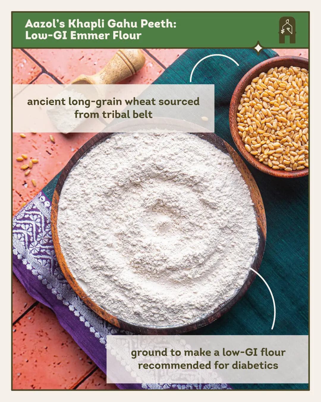 Khapli Gahu Peeth: Low-GI Emmer Flour - 500g Aazol