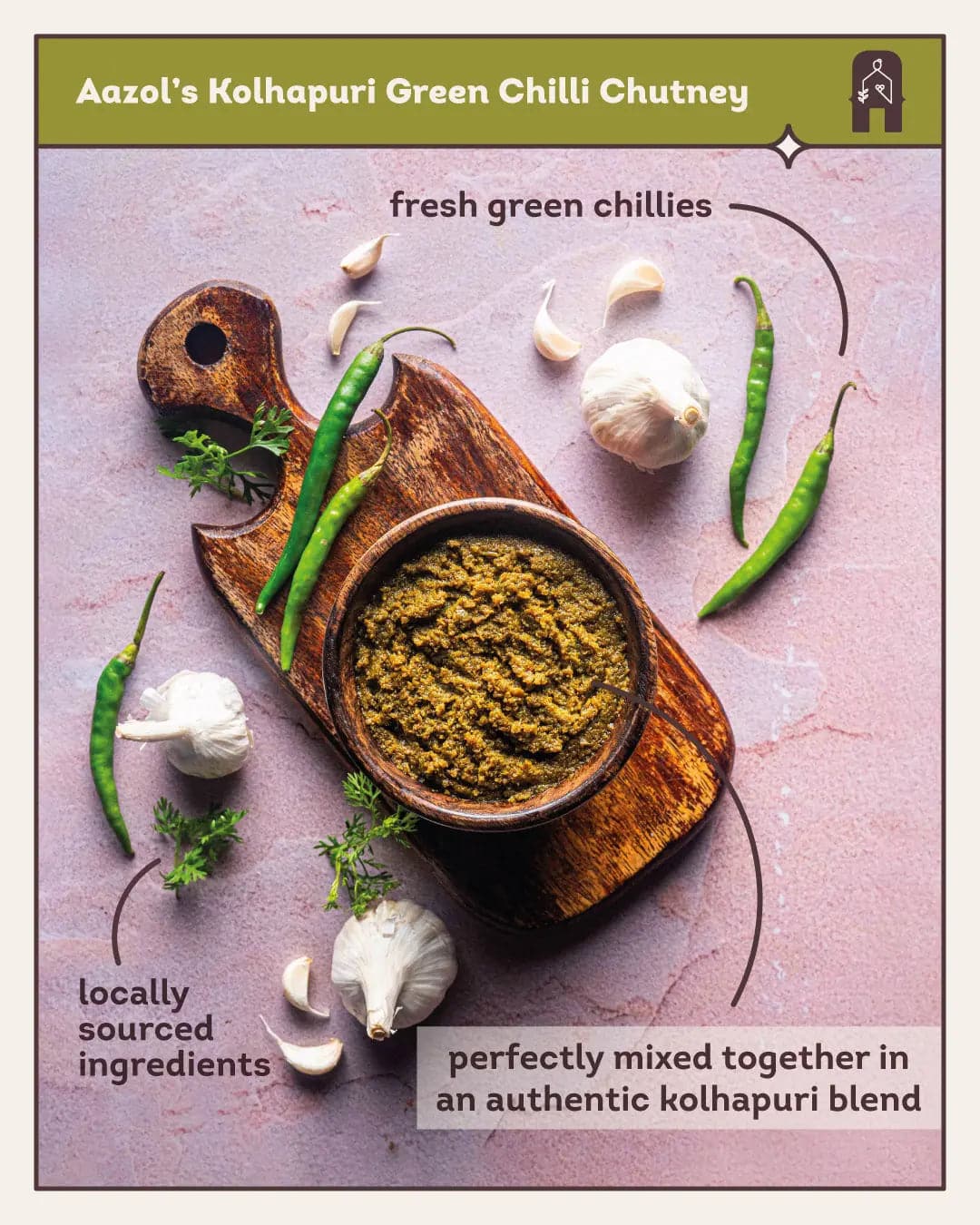Kolhapuri Green Chilli Chutney - 200g Aazol