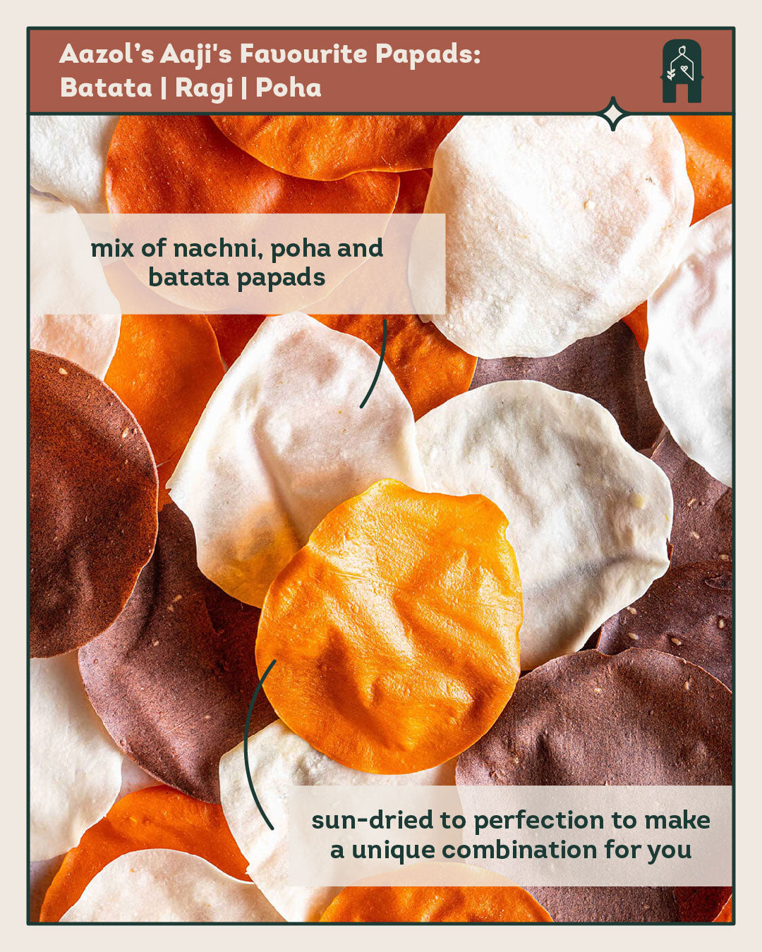 Aaji's Favourite Papads: Batata | Ragi | Poha (100g/400g)