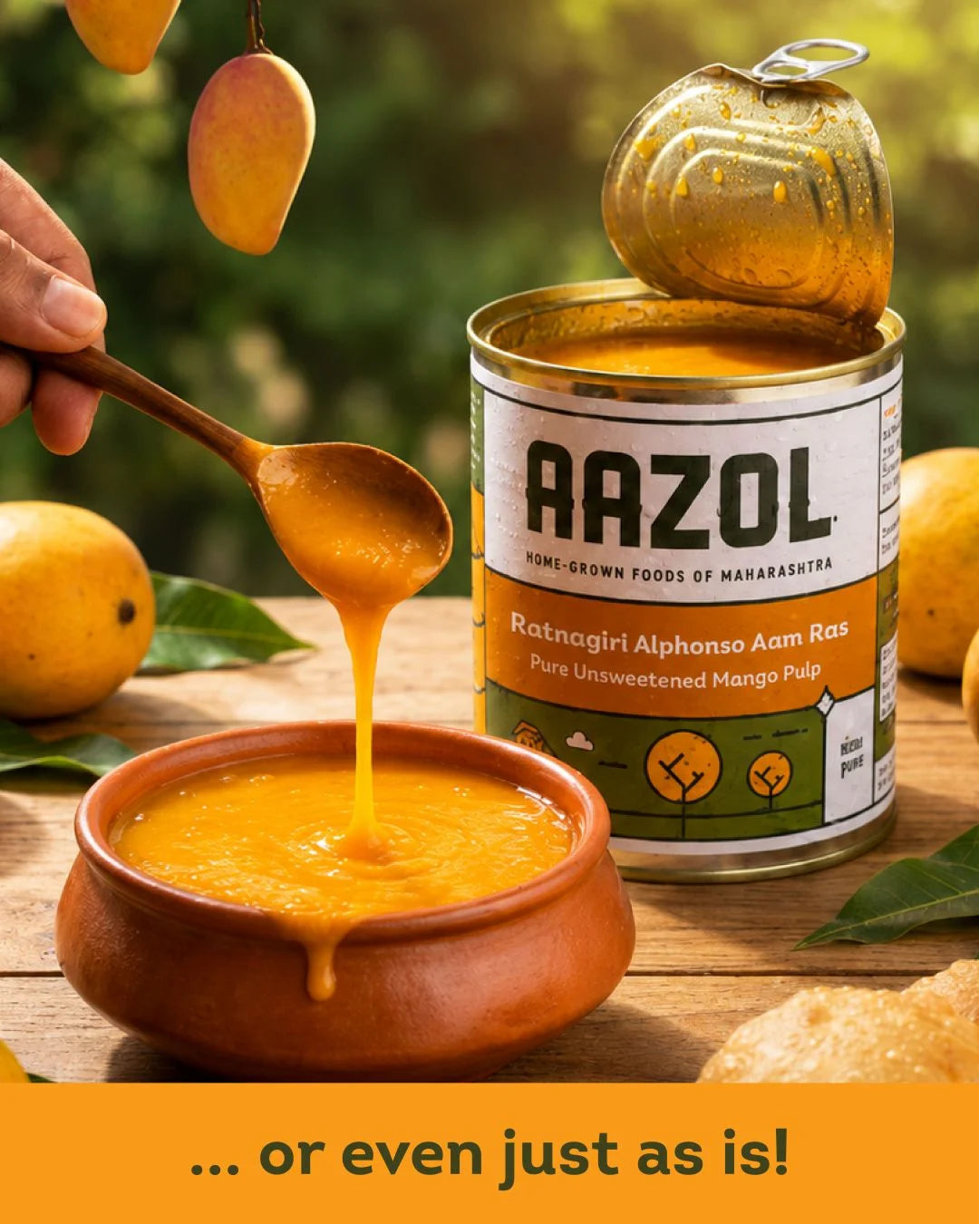 Ratnagiri Alphonso Aam Ras: Pure Unsweetened Mango Pulp