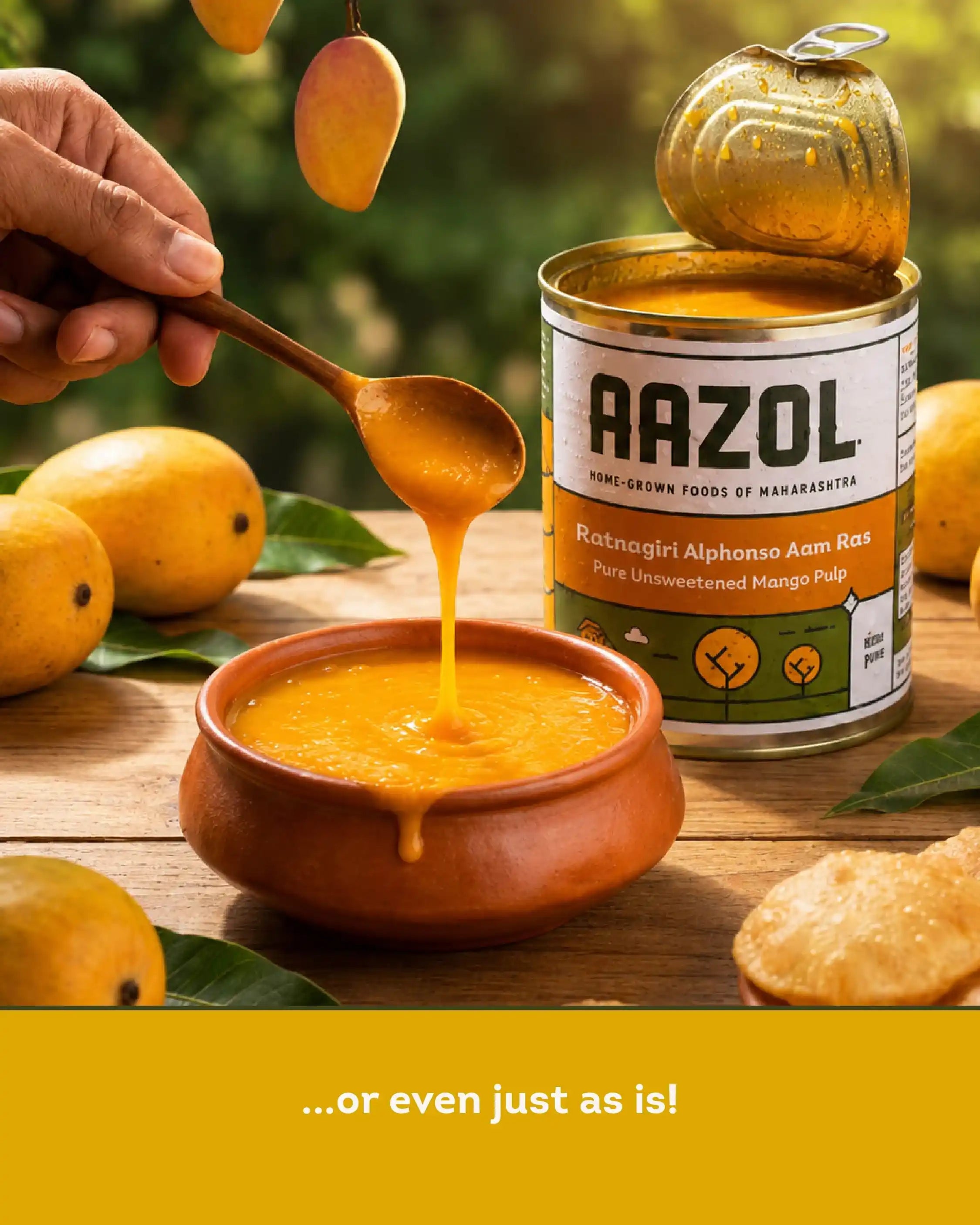 Ratnagiri Alphonso Aam Ras: Pure Unsweetened Mango Pulp