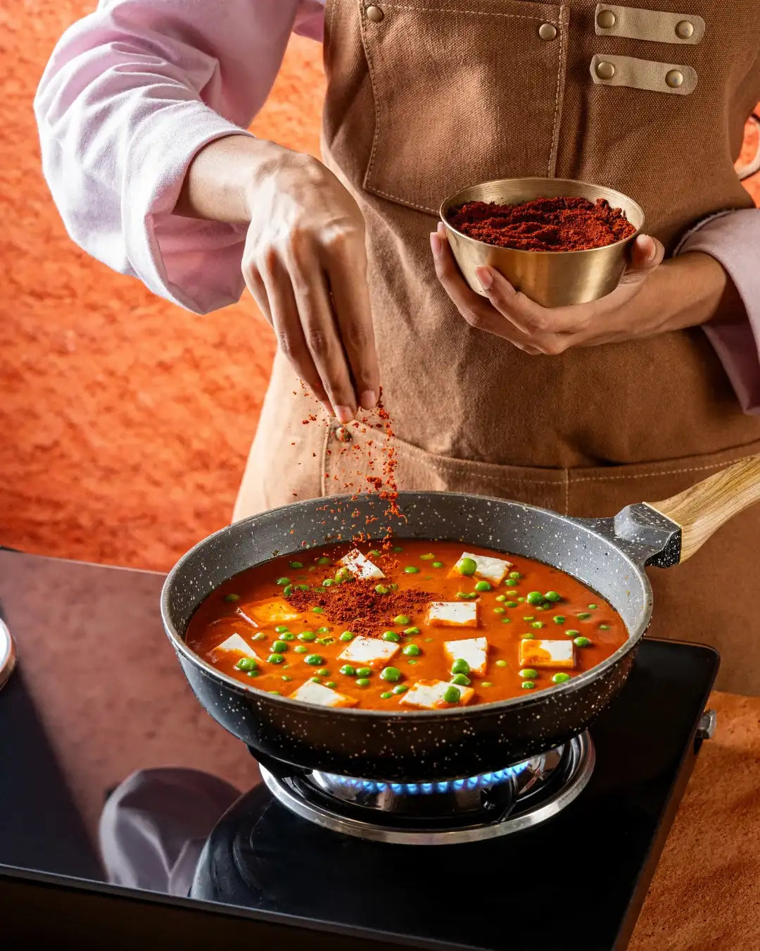 Aazol's Ghati Masala (Spicy All-purpose Masala) sprinkled over matar paneer