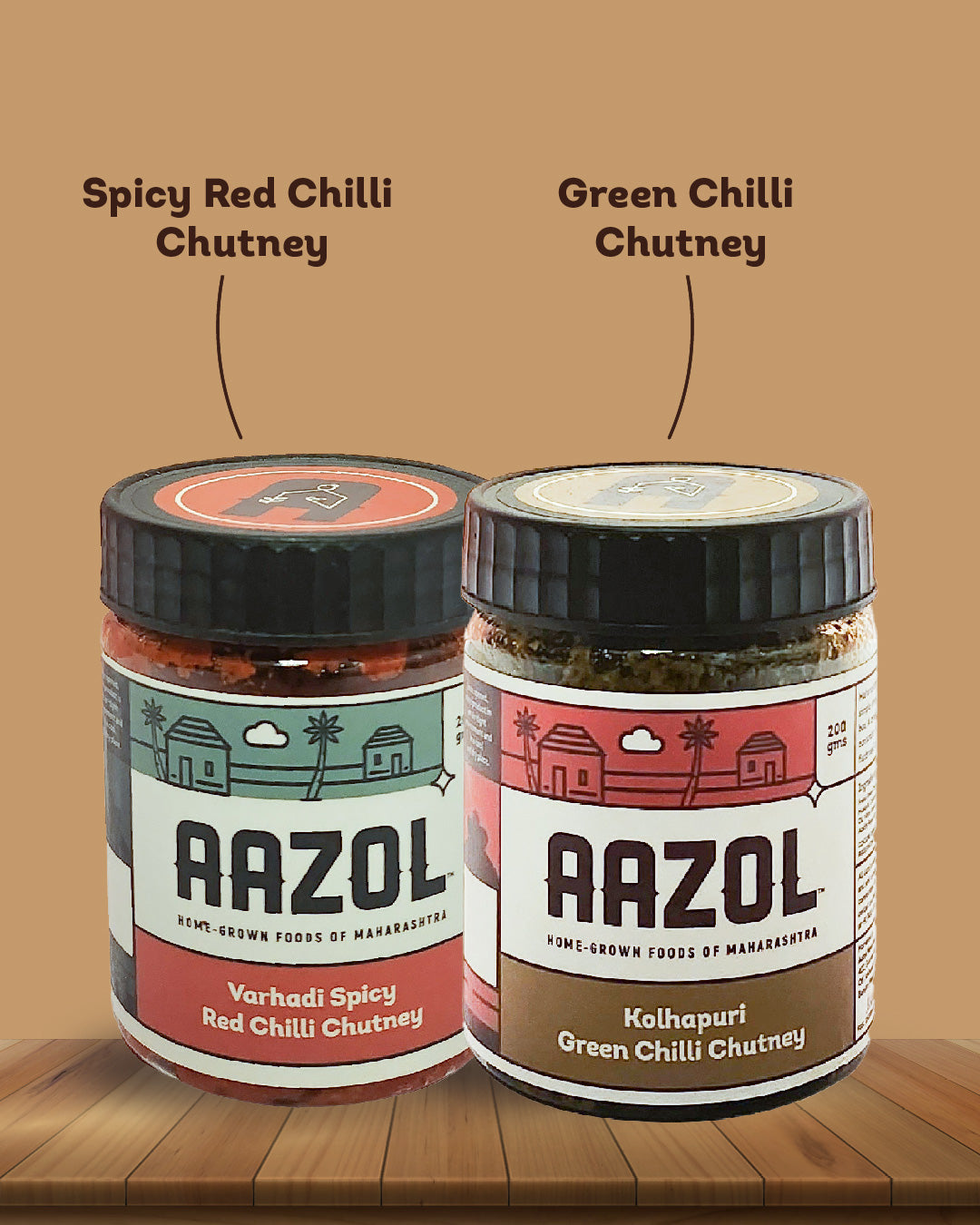 Fresh Red & Green Chilli Chutneys Combo - 400g