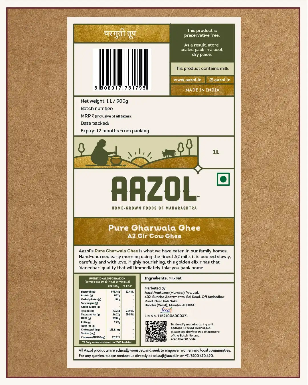 Pure Gharwala Ghee: A2 Gir Cow Ghee