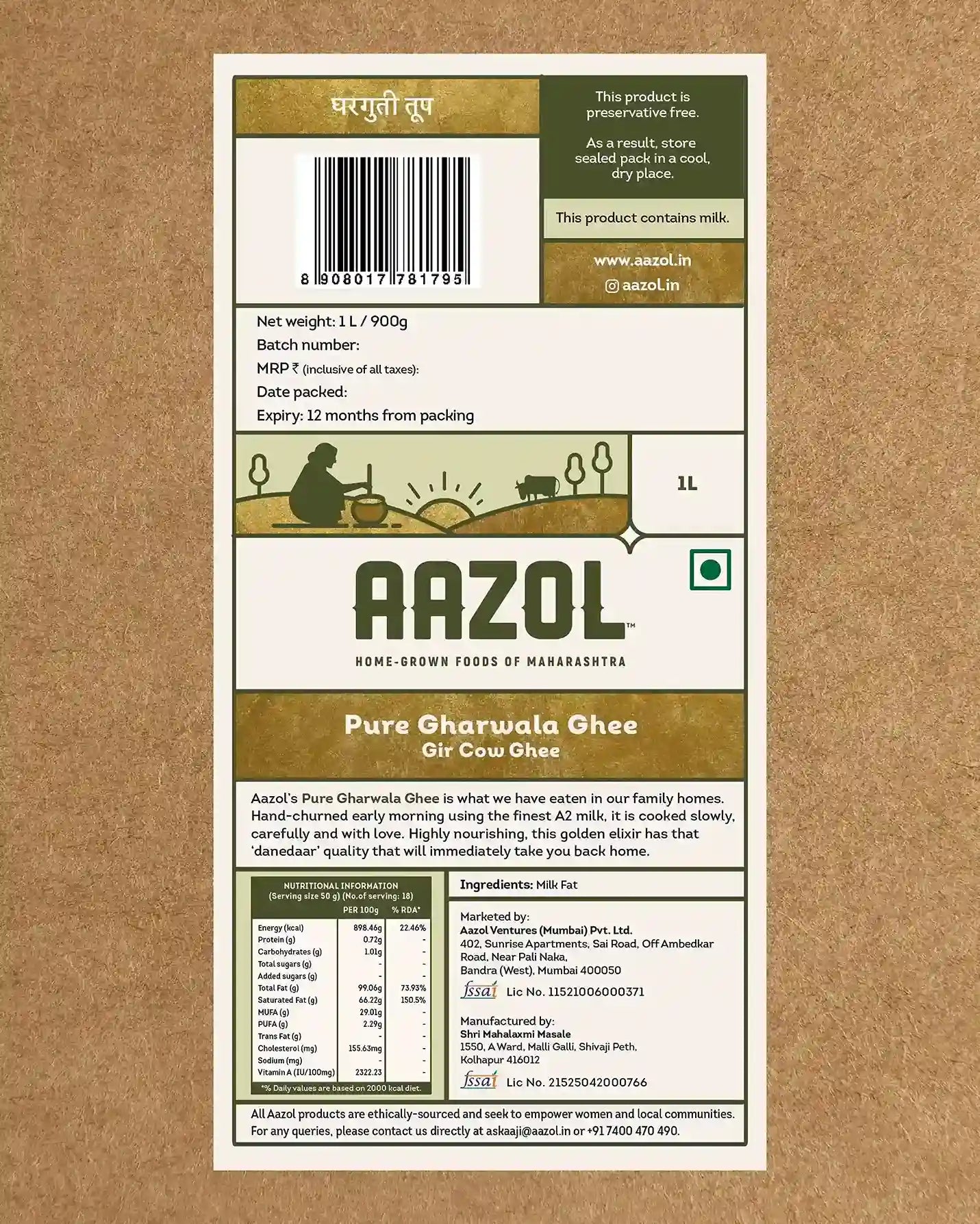 Pure Gharwala Ghee: A2 Gir Cow Ghee