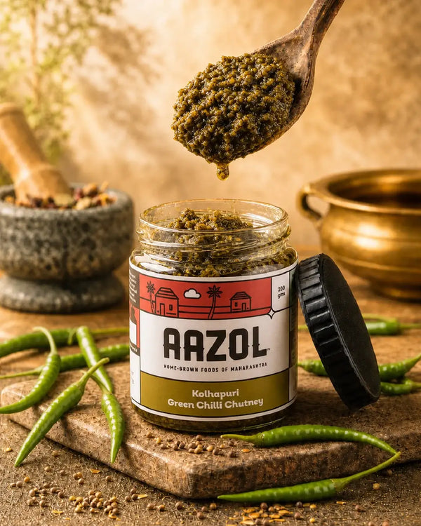 Green Chilli Chutney: Kolhapuri Thecha