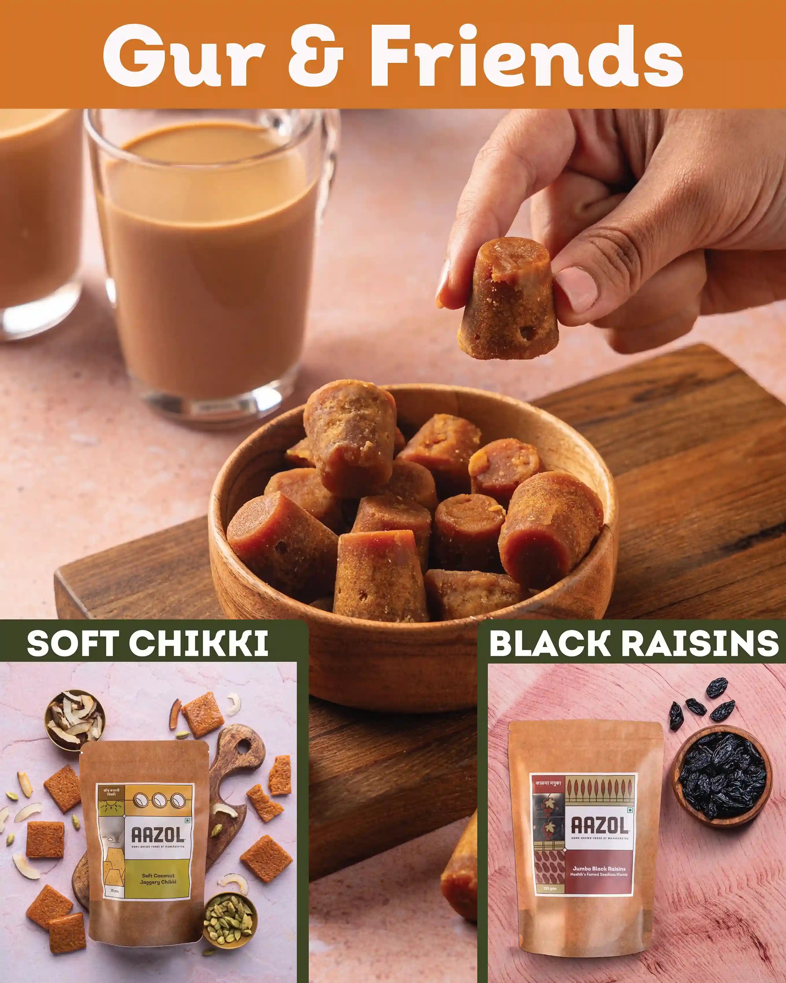 Organic Jaggery Cubes: Pure Desi Ghee Gur (650g/1.95kg)