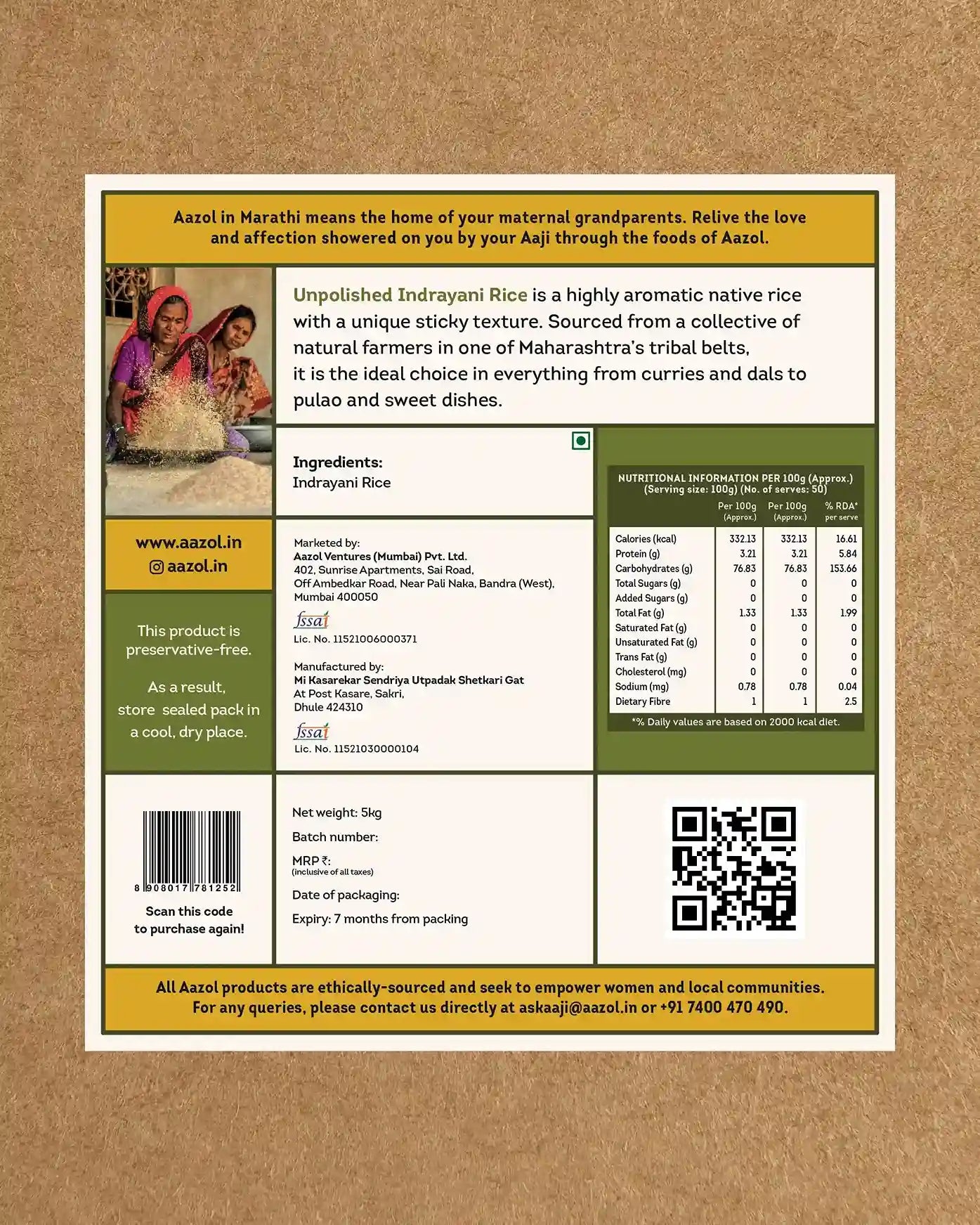 Unpolished Indrayani Rice