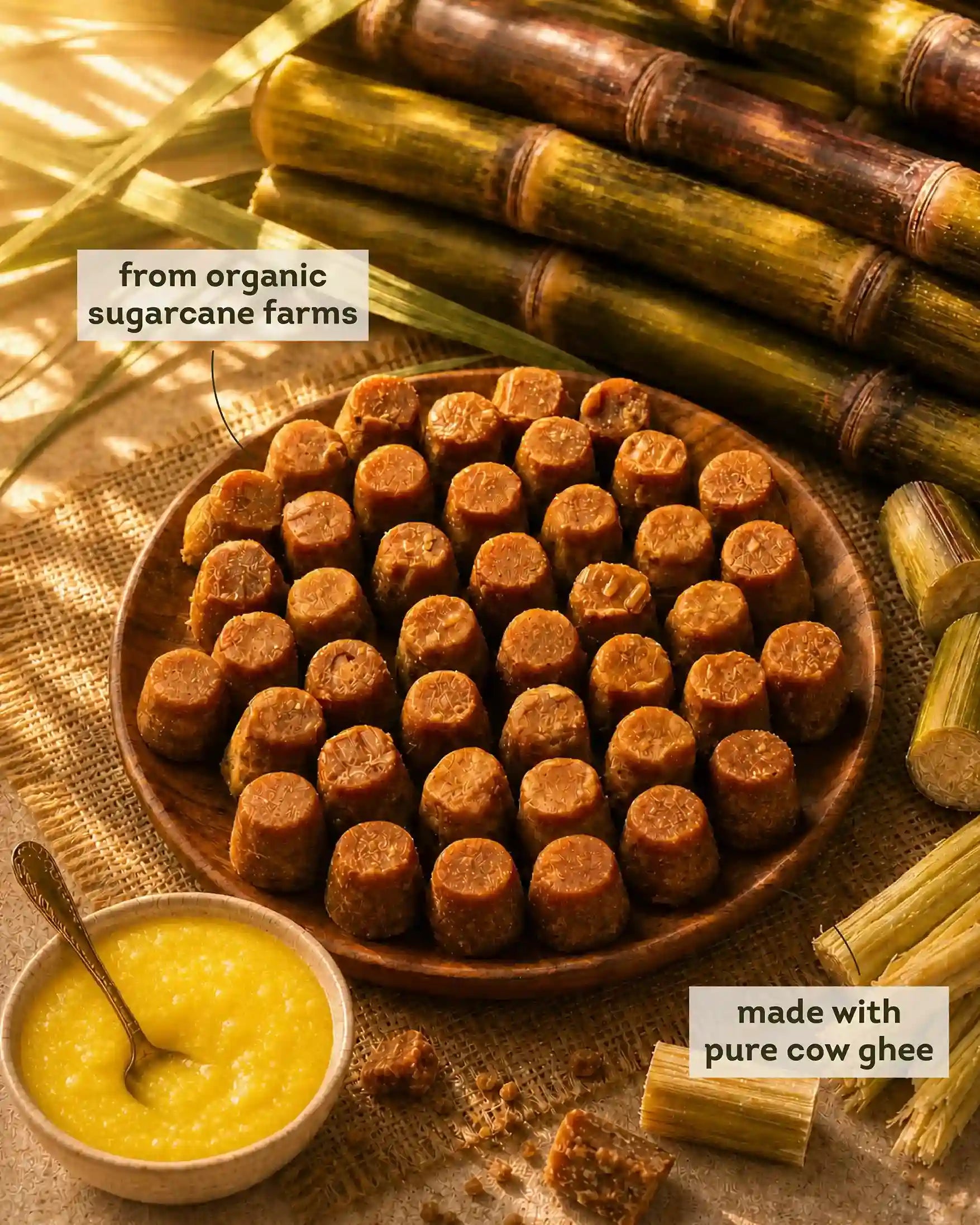 Organic Jaggery Cubes: Pure Desi Ghee Gur
