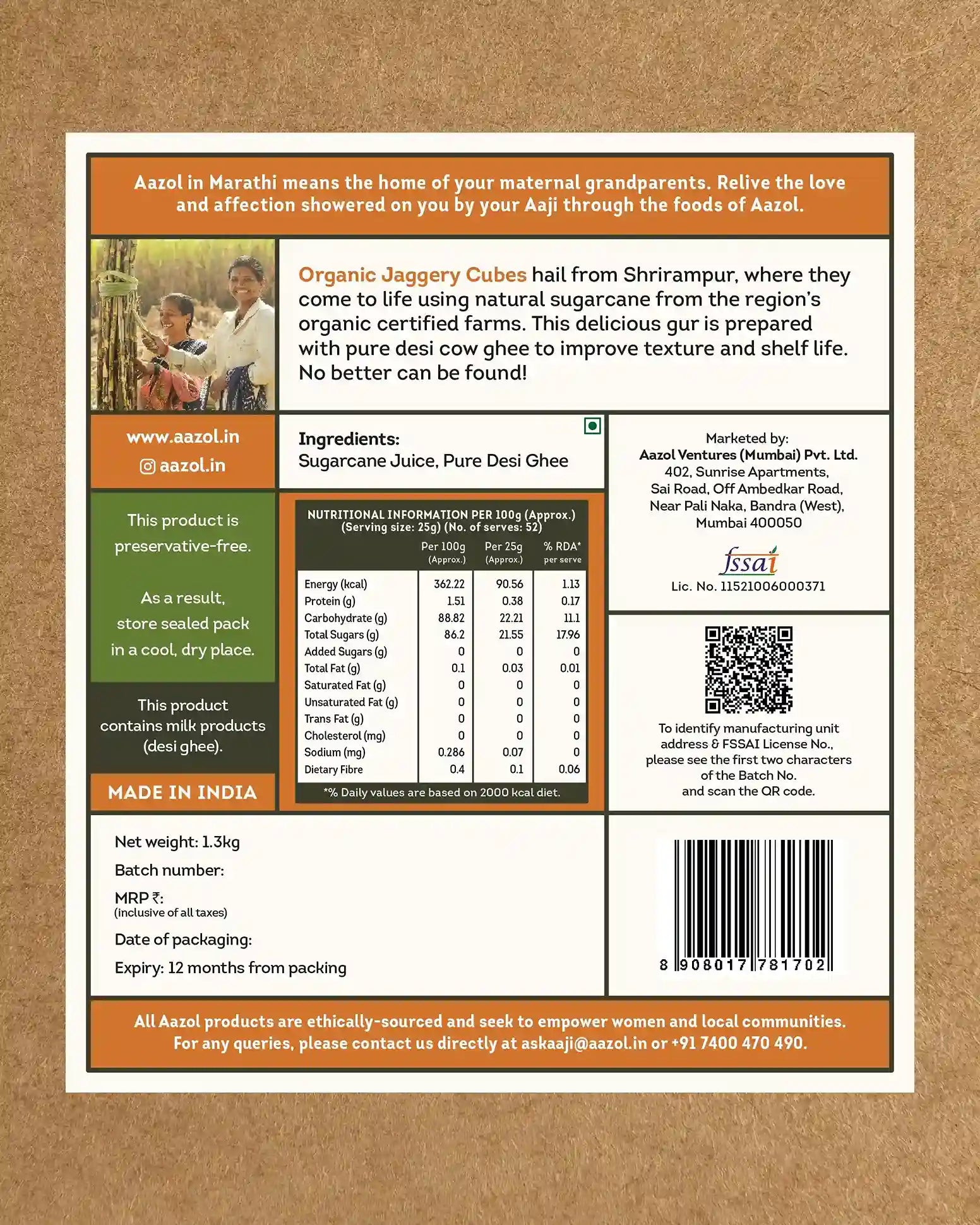 Organic Jaggery Cubes: Pure Desi Ghee Gur