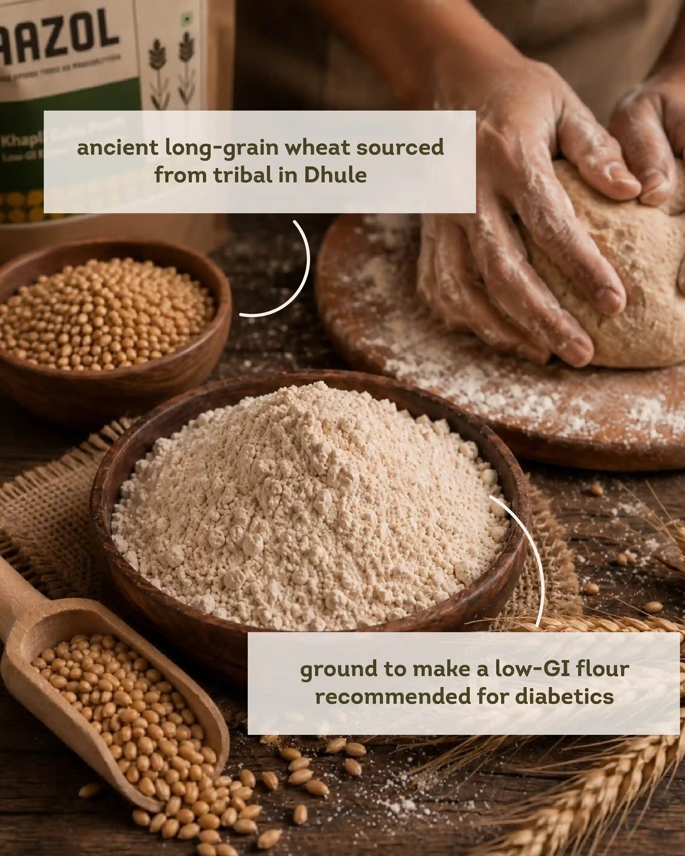 Low Gluten Khapli Atta: Emmer Wheat Flour