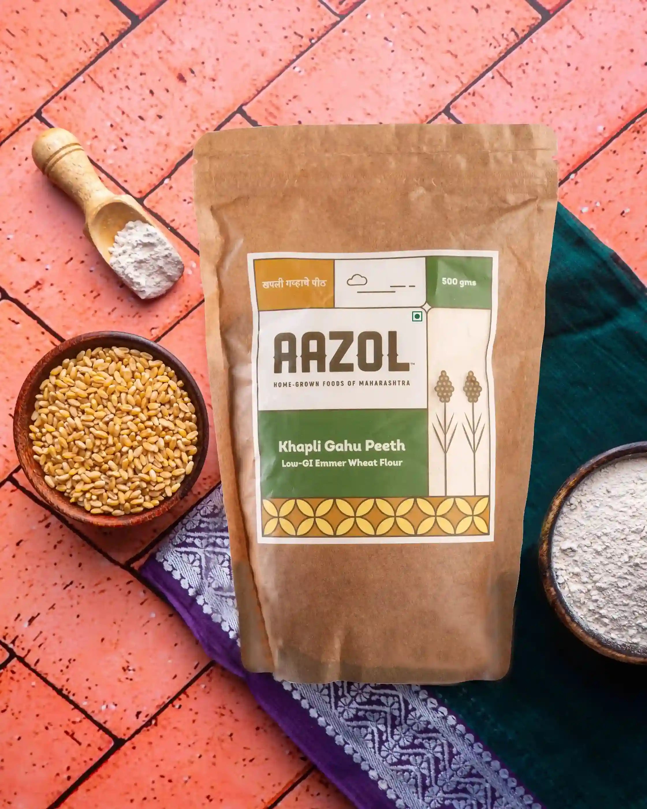 Low Gluten Khapli Atta: Emmer Wheat Flour (500g/2kg/5kg)