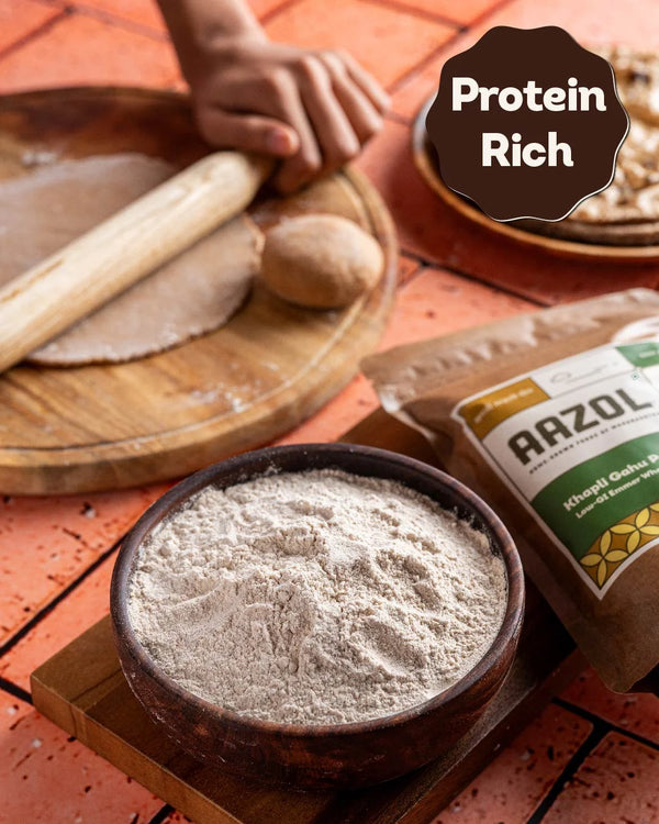 Low Gluten Khapli Atta: Emmer Wheat Flour (500g/2kg/5kg)