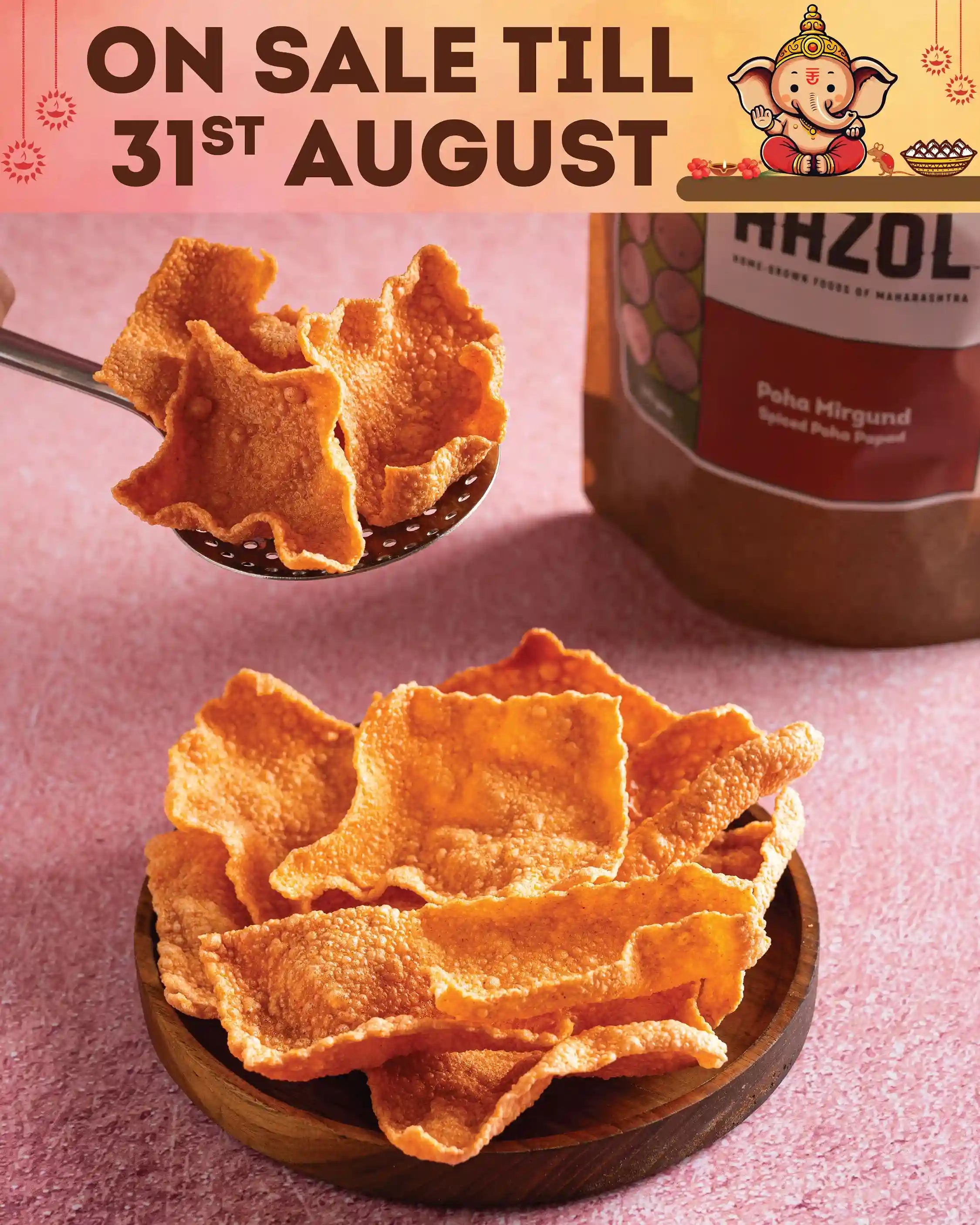 Spiced Poha Papad: Poha Mirgund (175g/525g)