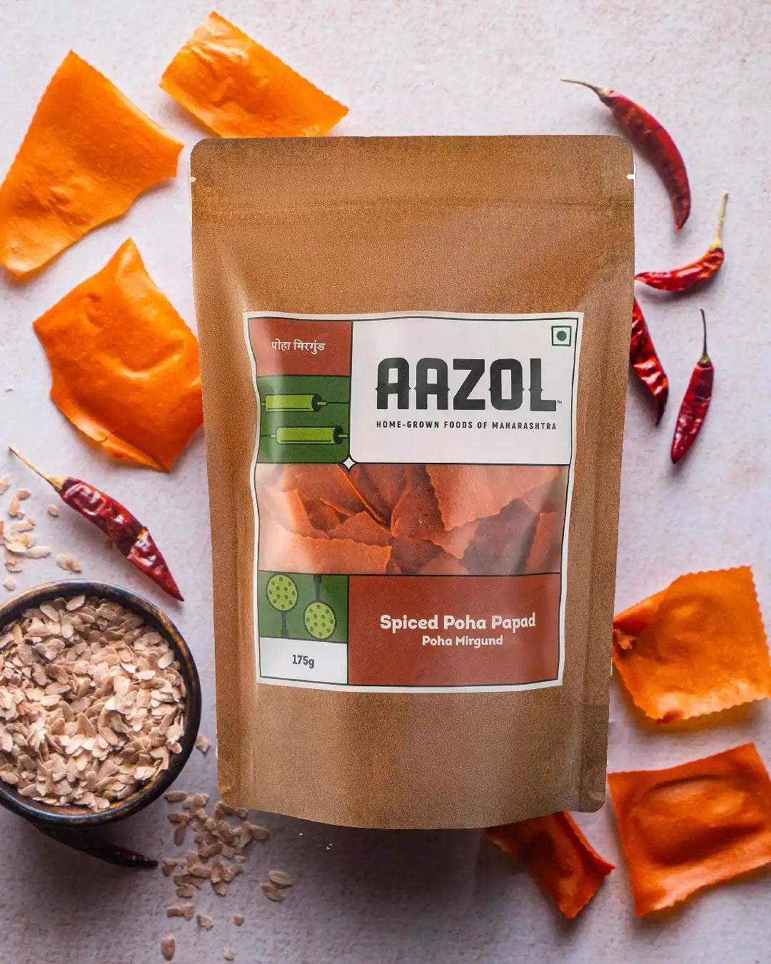 Spiced Poha Papad: Poha Mirgund (175g/525g)
