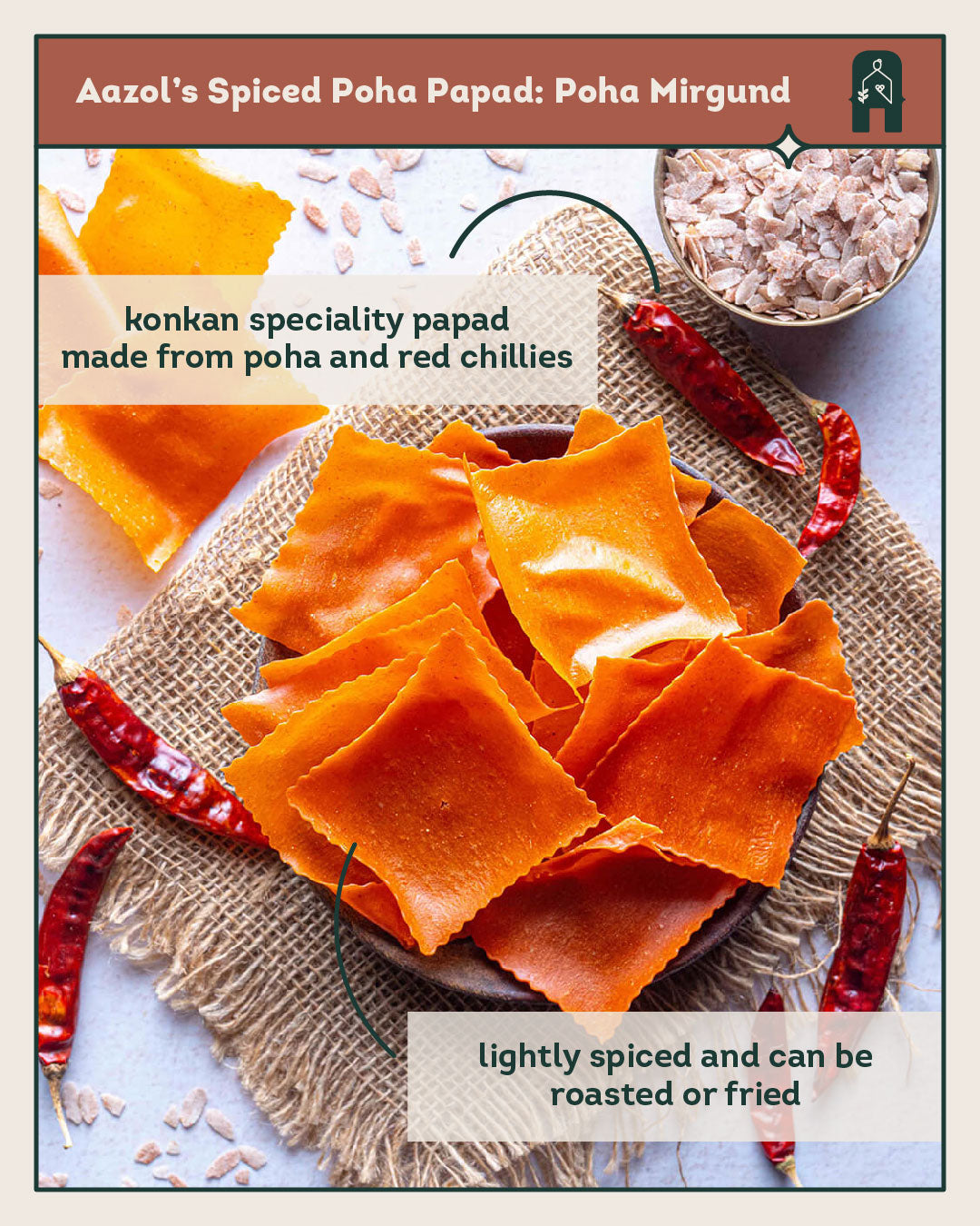 Spiced Poha Papad: Poha Mirgund (175g/525g)