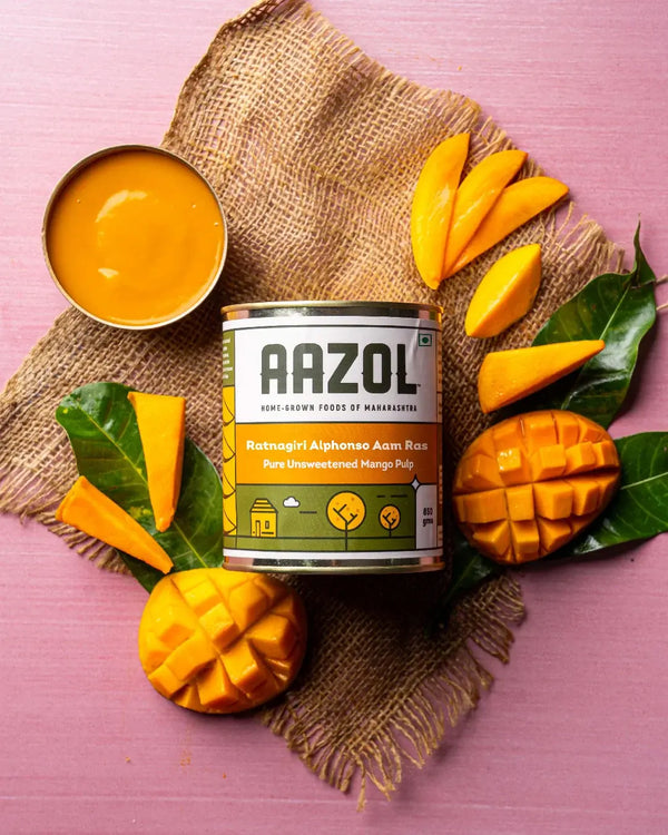 Ratnagiri Alphonso Aam Ras: Pure Unsweetened Mango Pulp - 850g