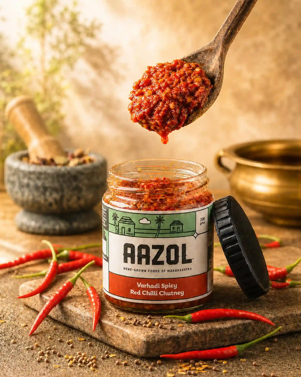 Spicy Red Chilli Chutney: Varhadi Thecha