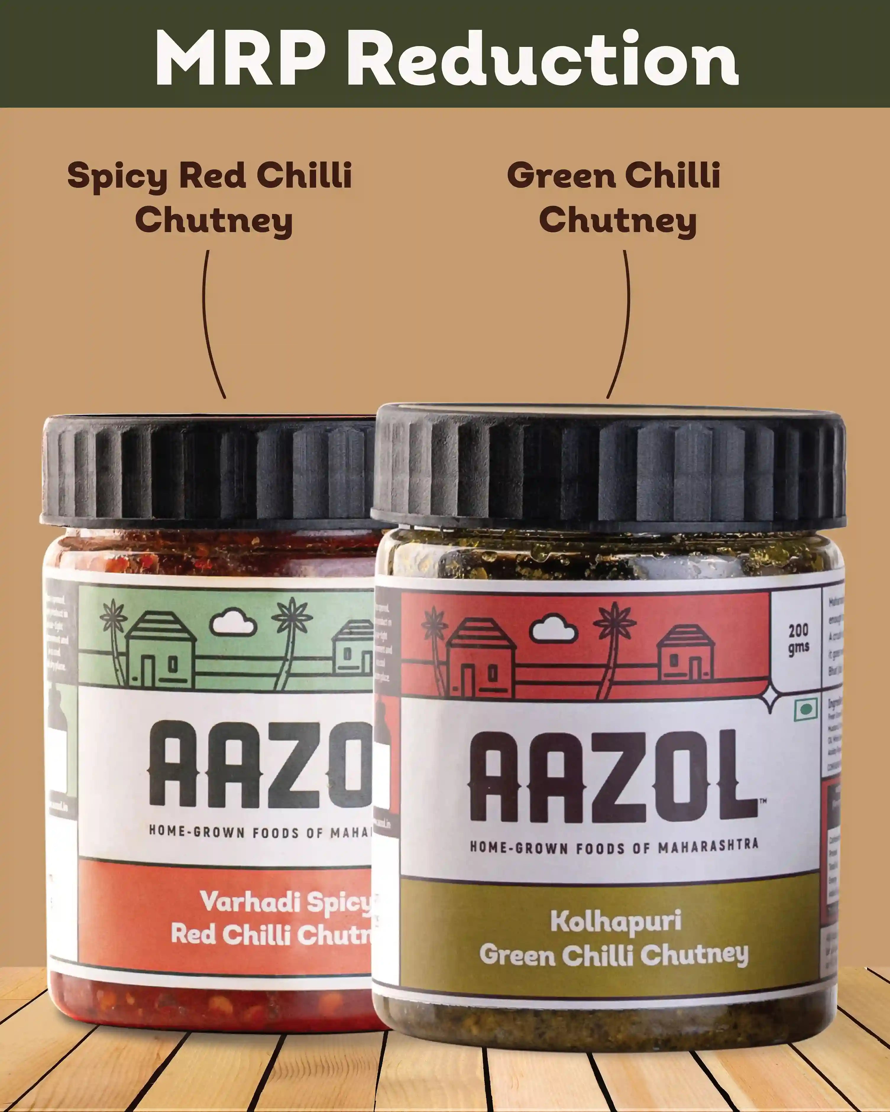 Fresh Red & Green Chilli Chutneys Combo - 400g