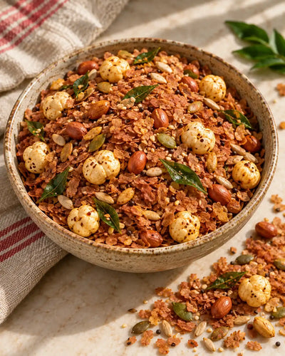 Red Rice Poha Chivda with Seeds and Makhana