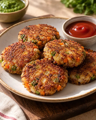 Red Rice Poha Cutlets