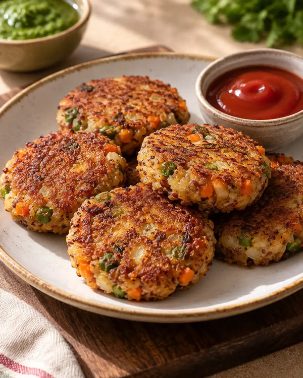 Red Rice Poha Cutlets