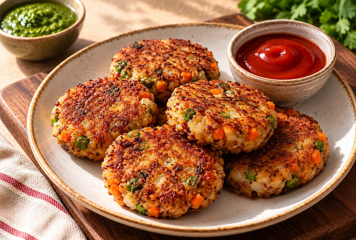 Red Rice Poha Cutlets